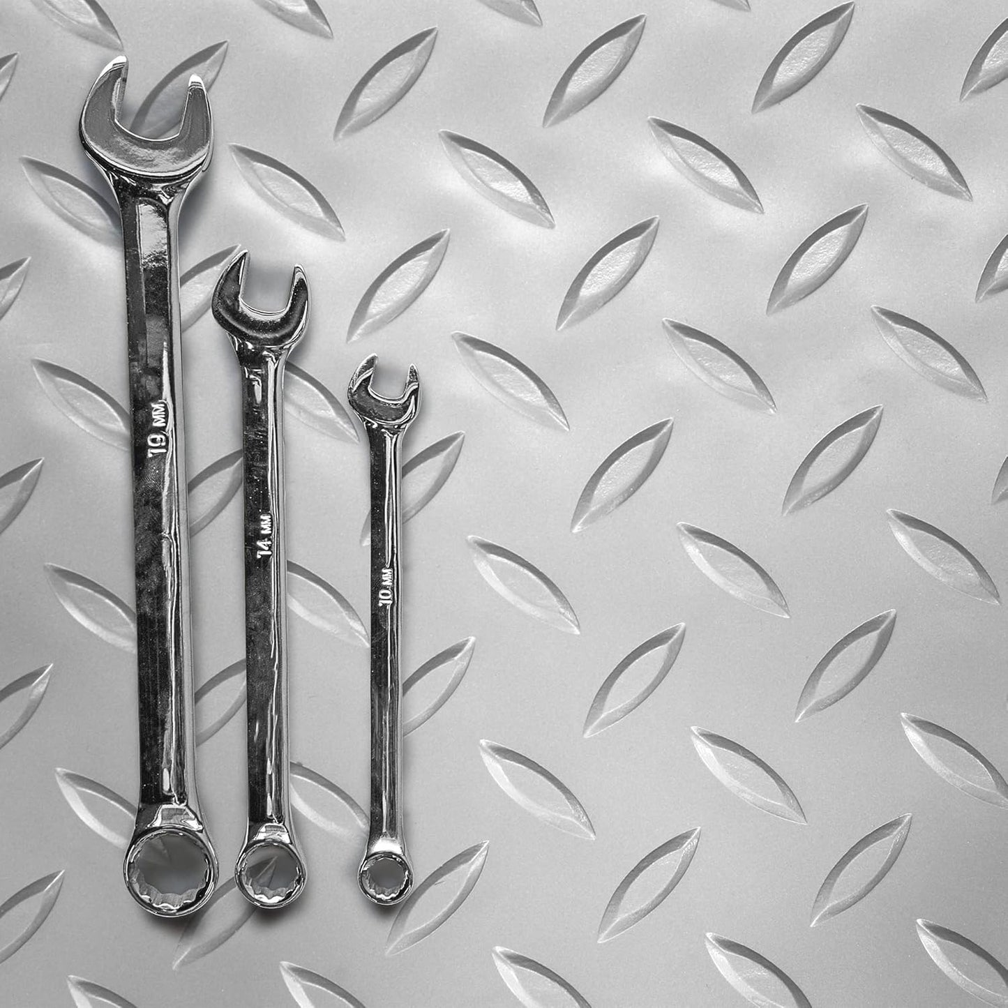 IncStores 2.5mm Thick Commercial-Grade Nitro Roll Garage Floor Mat | Flexible Vinyl Floor Mat for a Stronger and Safer Garage, Workshop, or Trailer | Diamond-Plate, Stainless Steel, 7.5' x 50'