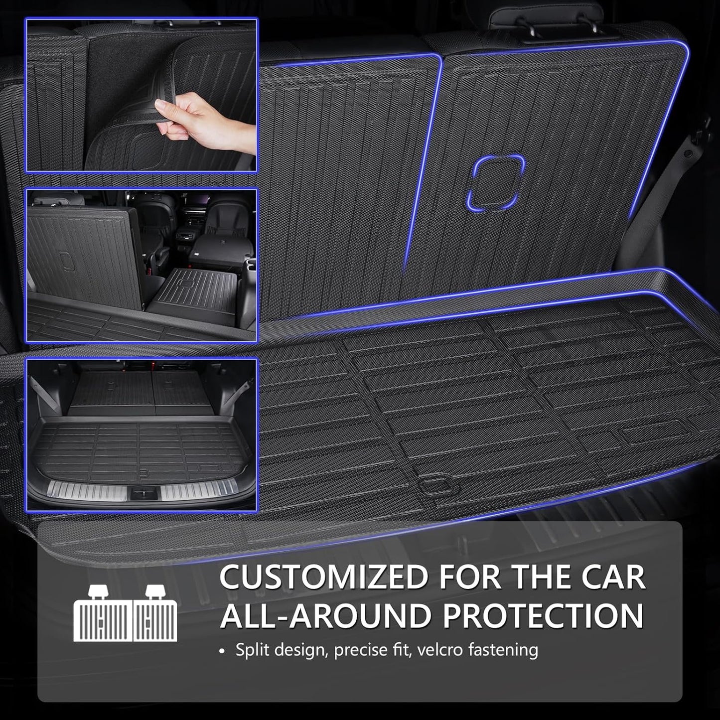 KELCSEECS Floor Mats & Cargo Liner with SeatBack Custom for 2009-2015 Honda Pilot,All Weather Protection TPE Floor Liners Front& Rear Row Full Set Honda Pilot Accessories Black