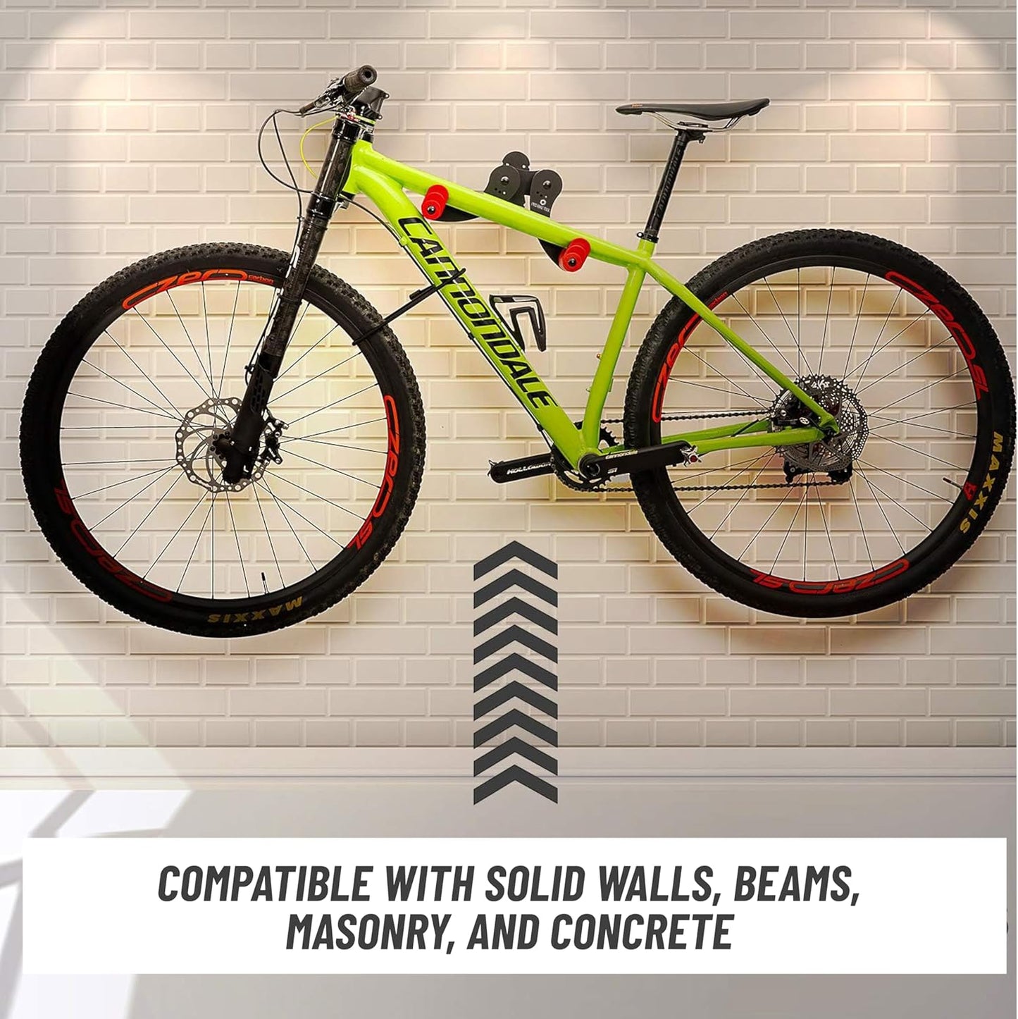 Pro-Bike Tool Bike Wall Mount - Adjustable Hanging Arms Horizontal Bike Rack - for Almost Every Bike - Bike Wall Hanger with Durable Metal Construction - Black/Red - Set of 2