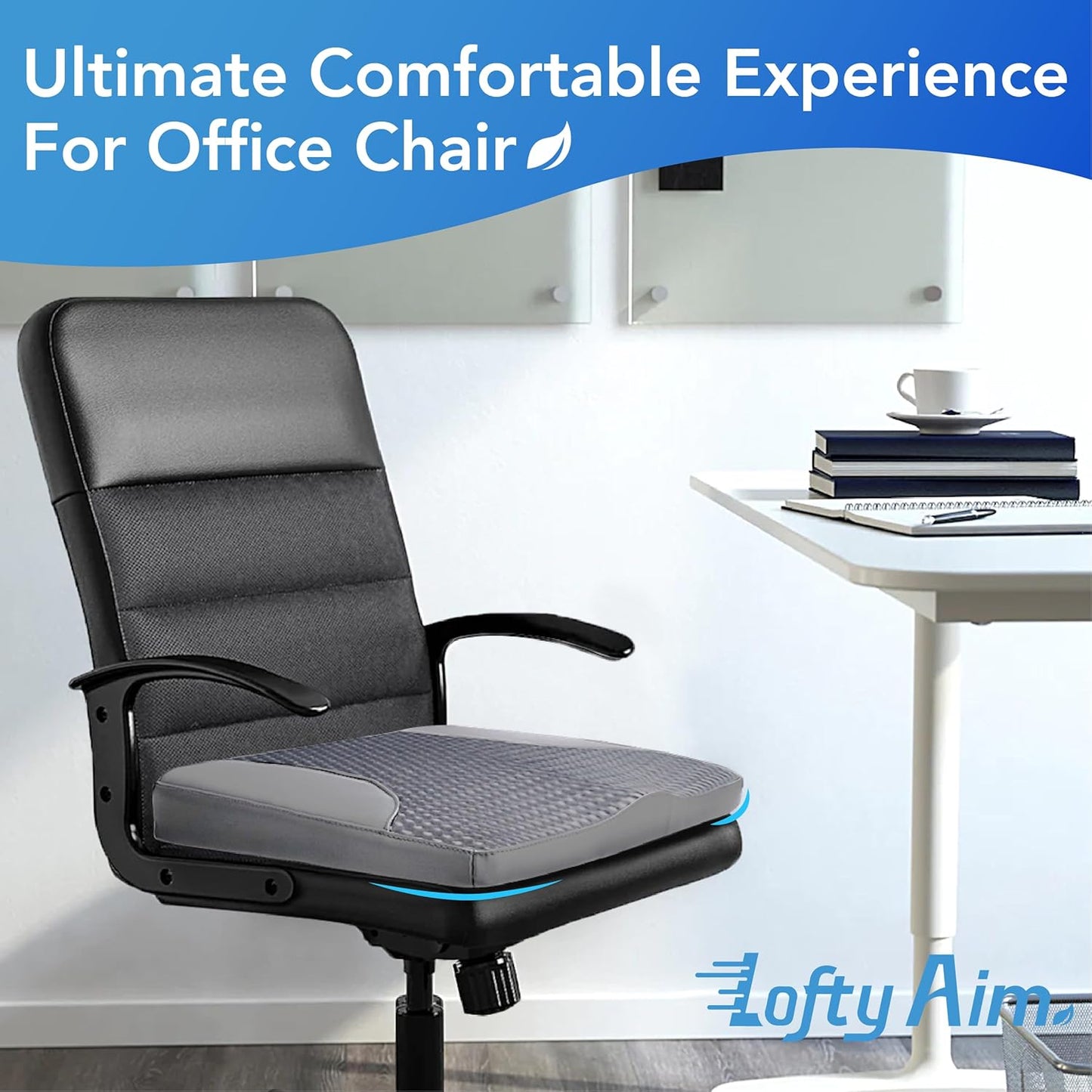 Car Seat Cushion, Comfortable Memory Foam Seat Pillow for Driving, Sciatica-Back Pain Relief, Cushion for Car-Truck, Office, Wheelchair - Dark Grey