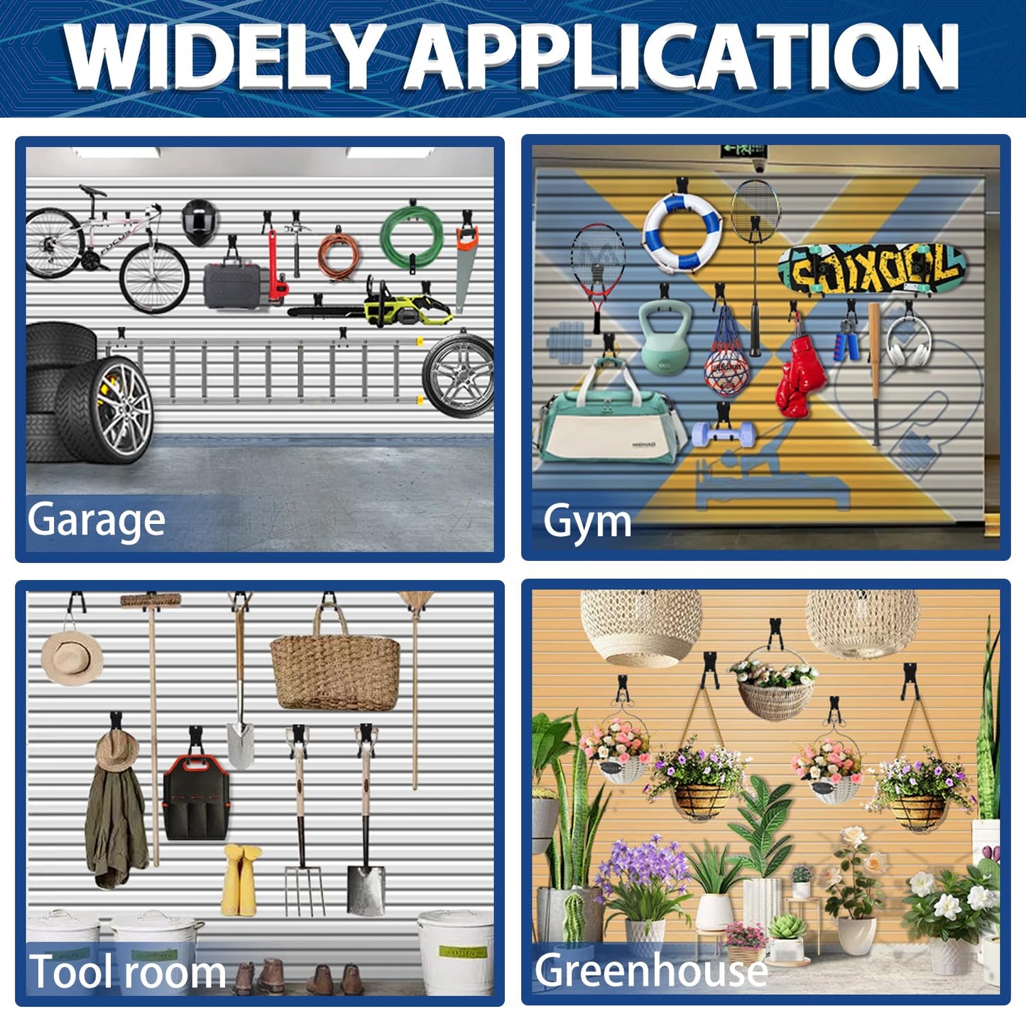 3-H Slatwall Accessories 18 Pack,Slatwall Hooks & Hangers Multi Sizes,Slat Wall Heavy Duty for Space Saving Used as Proslat Accessories with Slatwall Panel(Black)