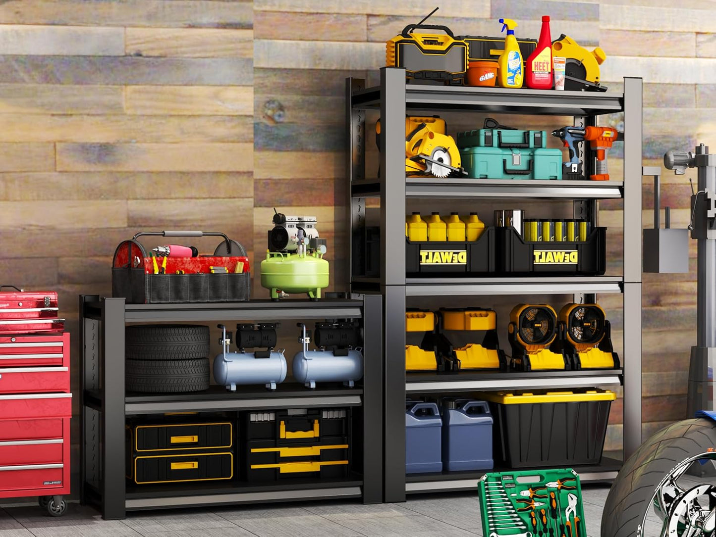 Metal Garage Shelving Unit, Heavy Duty 3-Tier Adjustable Storage Rack, Steel Shelving,2000 lbs Capacity, Industrial Shelves for Heavy Tools and Equipment (3-Tier 32" H x 36" W x 14" D)