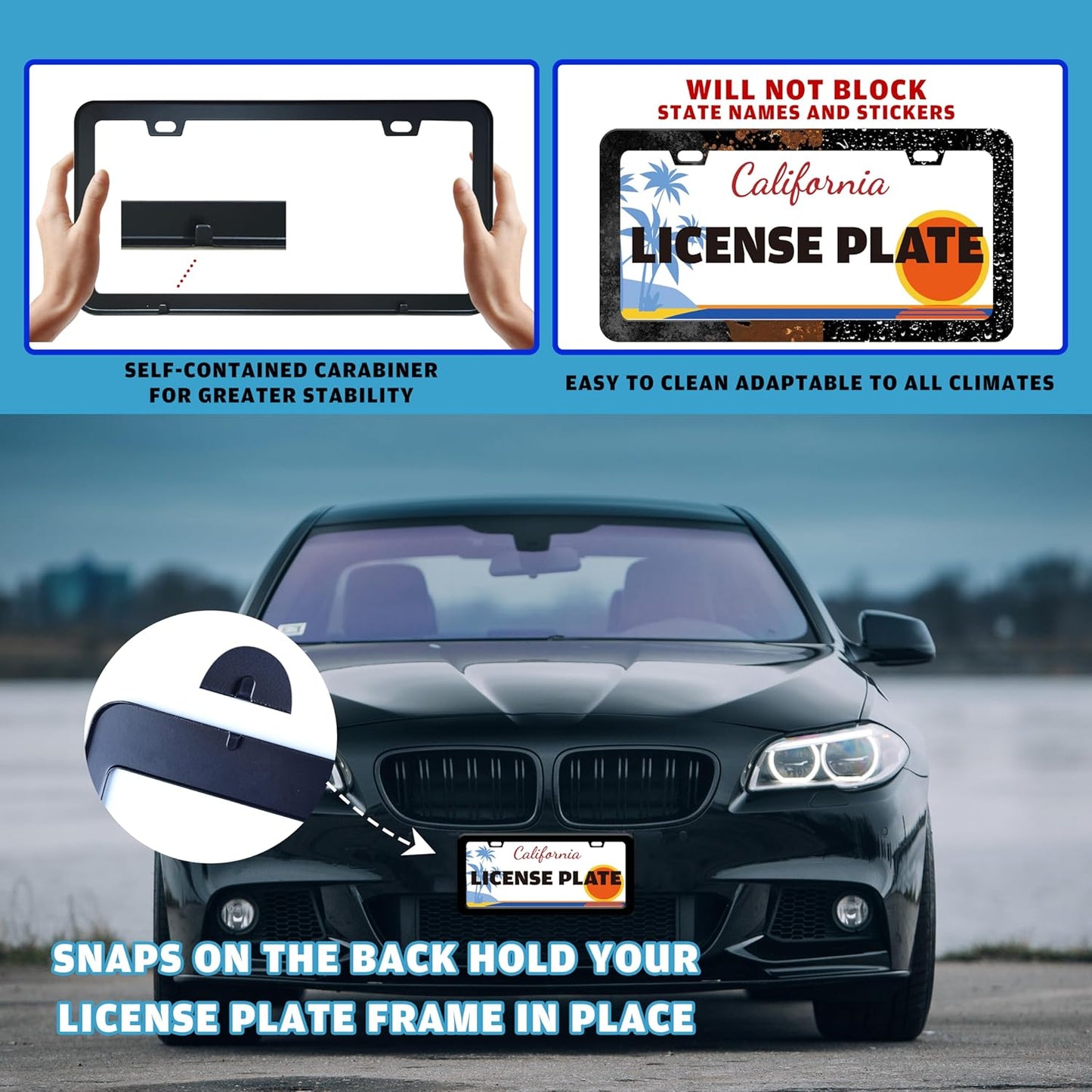 Black and White Flame License Plate Frame Fire License Plate Holder for Front or Rear Car Tags Stainless Steel Funny Car Decoration with Screws 6.3 X 12.2 in