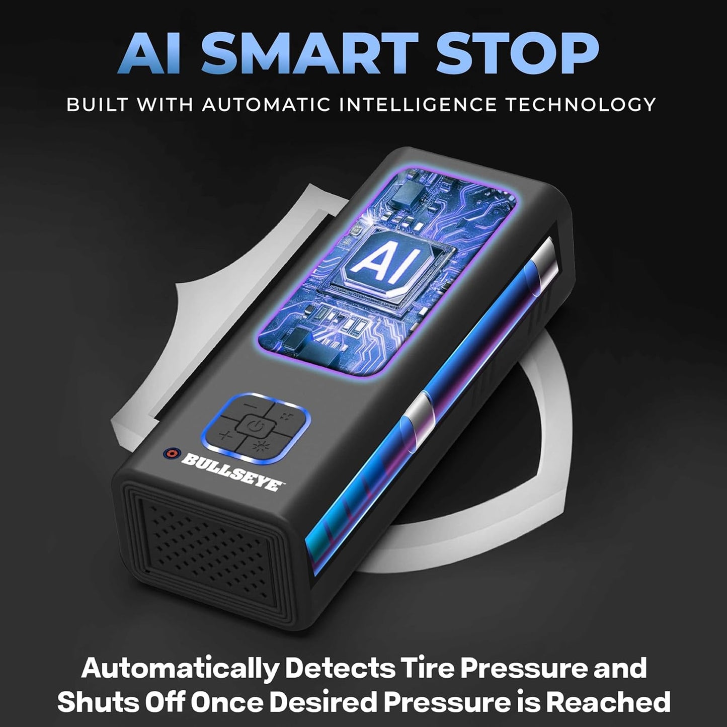 POCKET AIR PRO Tire Inflator Portable Air Compressor by Bullseye Pro for Tires, Balls, Bike with Persta Valve, Auto Shut Off, Inflates in 2 Min, Cordless Rechargeable 6000MAH,150 PSI, SoS Light