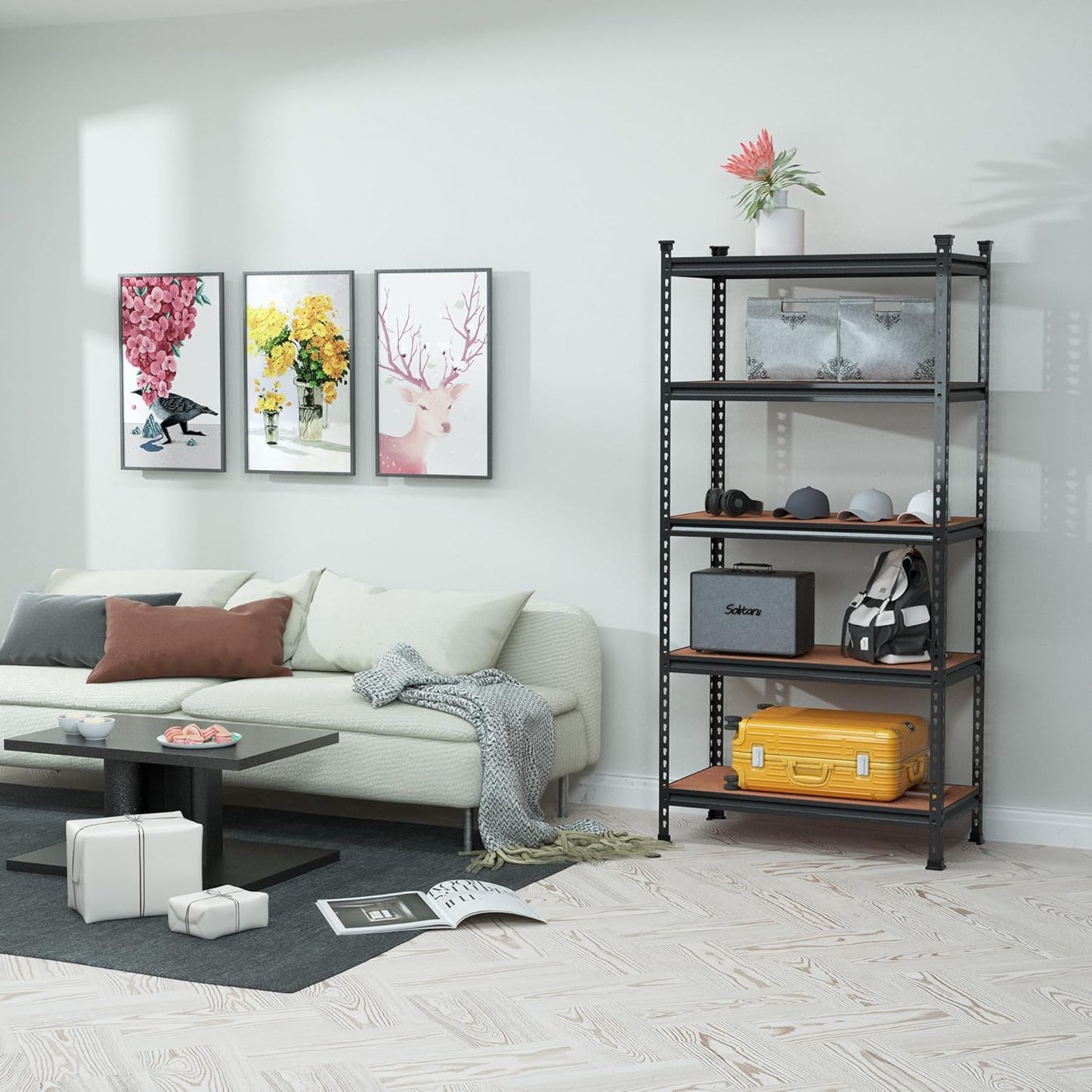 WORKPRO 5-Tier Metal Storage Shelving Unit, 36”W x 18”D x 72”H, Adjustable Storage Rack Heavy Duty Shelf with Particle Board, 4000 lbs Load Capacity (Total) for Garage Warehouse, Black/Silver