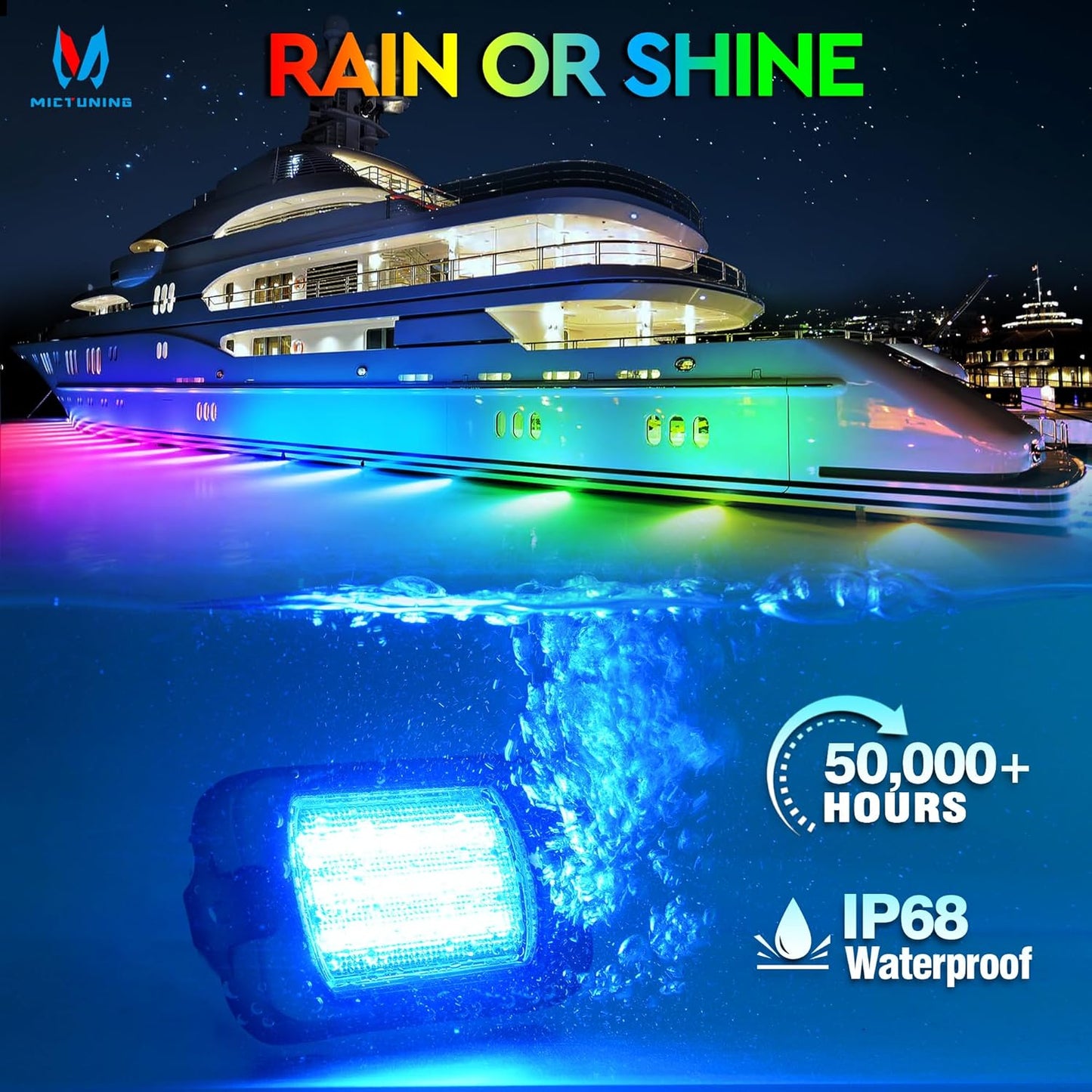 MICTUNING 2025 1000% Bright Q1 MAX RGB+IC Rock Lights, 12 Pods Chasing Dreamcolor Extensible Underglow Multicolor Neon Light Underbody Lighting Kit with APP Control for Truck ATV UTV Boat