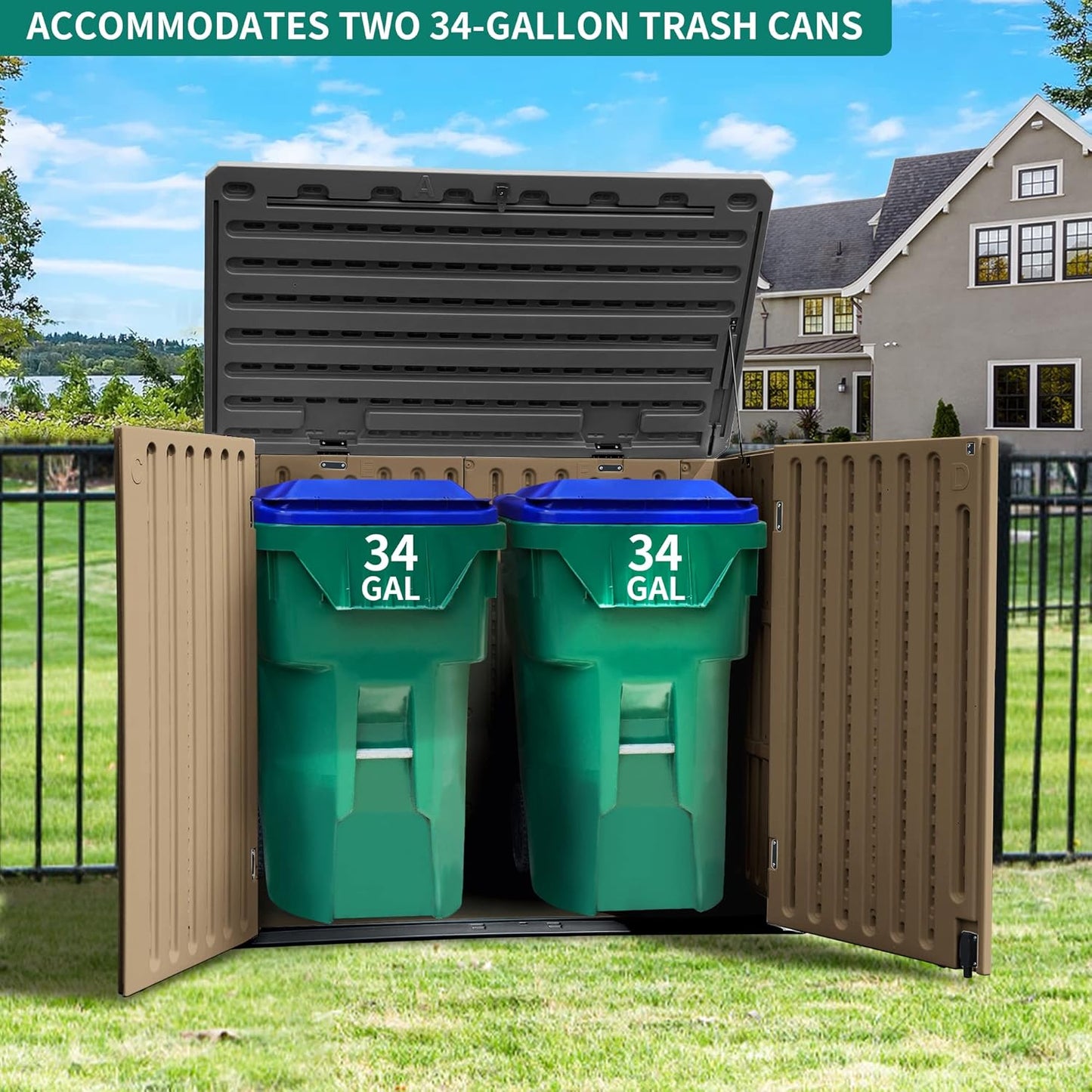 YITAHOME Outdoor Resin Storage Sheds, 39 in Height Lockable Waterproof Horizontal Shed w/o Shelf, Easy to Assemble Shed Storage for Garden Tools, Brown