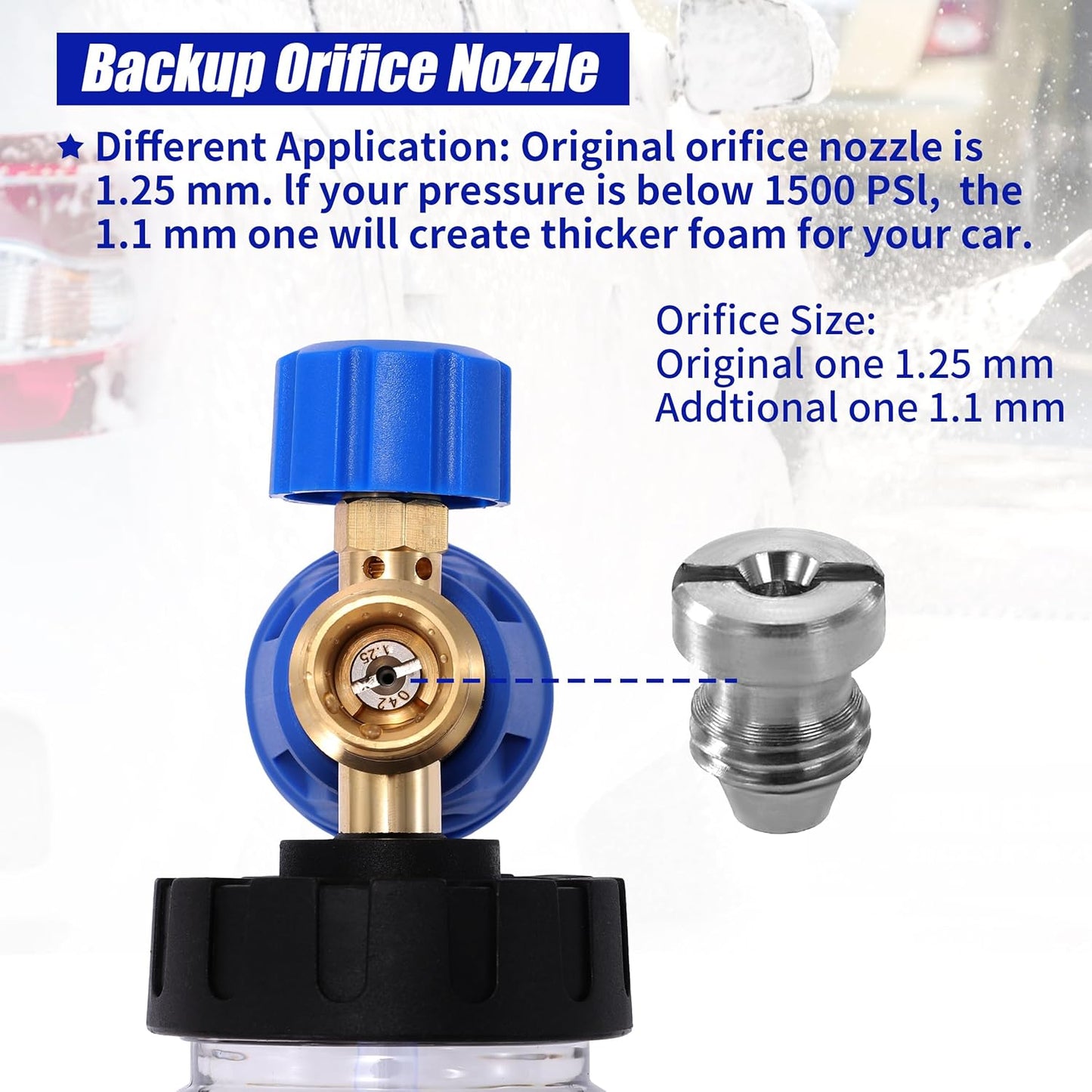 Tool Daily Foam Cannon for Pressure Washer, Adjustable Foam Blaster, Snow Foam Lance with M22 and 1/4 Inch Quick Connect, Additional Orifice Nozzle 1.1mm, 1.5 Liter