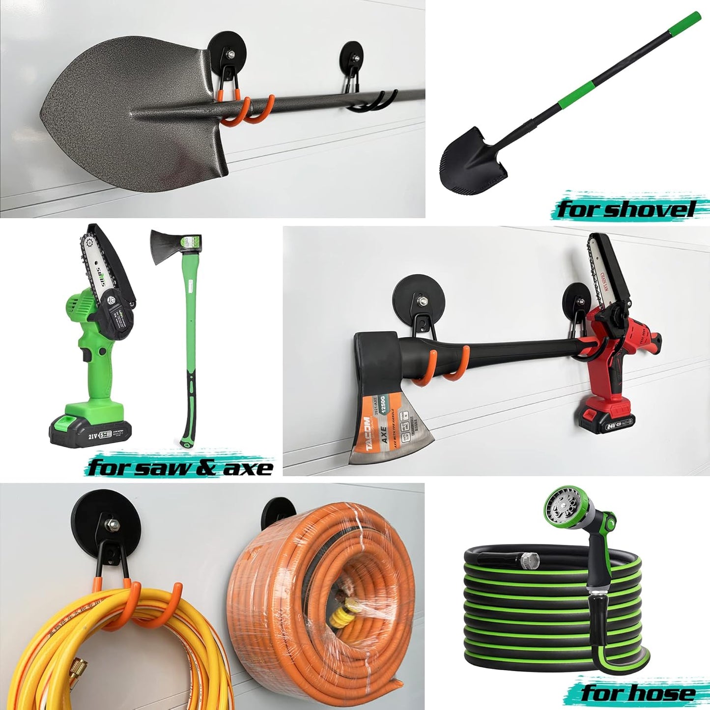 ULIBERMAGNET Strong Magnetic Hooks,2 Pack Heavy Duty Large Magnetic Hooks for Extension Cord, Cable, Hose, Power Cord,Rope,Drill,Jig Saw,Circular Saw,Garden Lawn Tools (Orange/3.46inch)