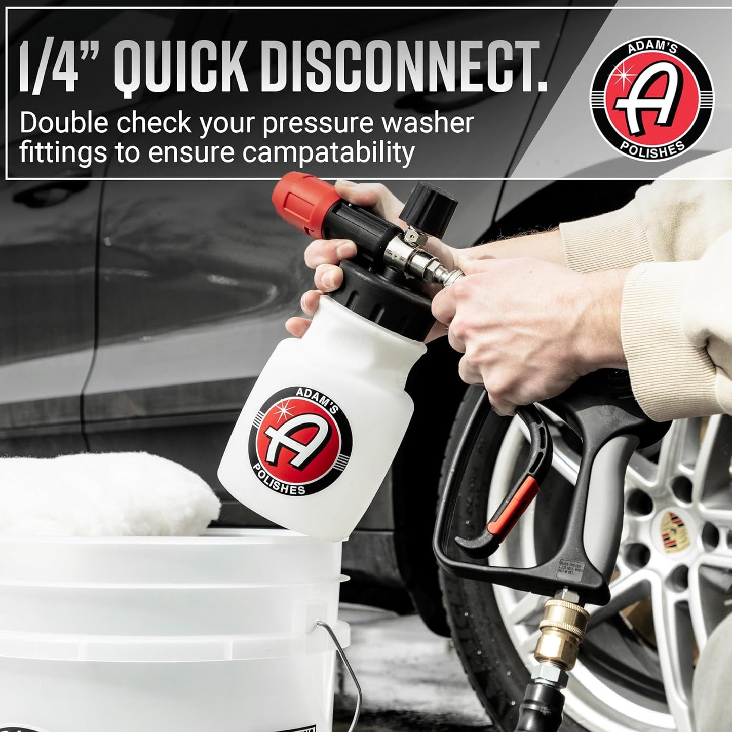 Adam's Polishes Premium Foam Cannon - Soap Sprayer for Car Wash | Sprayer Cannister for Pressure Washer 1/4" Quick Disconnect