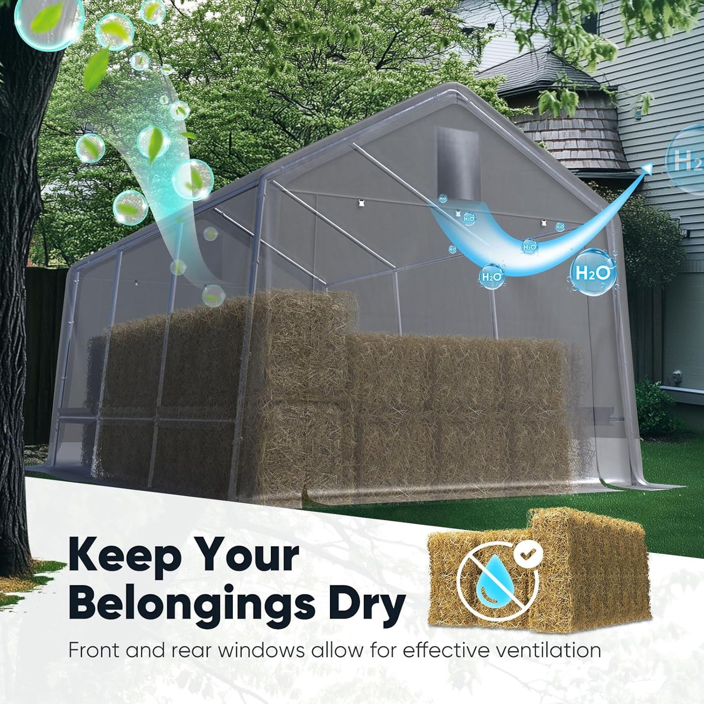 Quictent Heavy Duty 10x15FT Carport Shelter with Roll-Up Mesh Windows & Reinforced Frame, Portable Garage Canopy for Motorcycle Storage, Outdoor Equipment, Patio Furniture Cover - Silver Gray