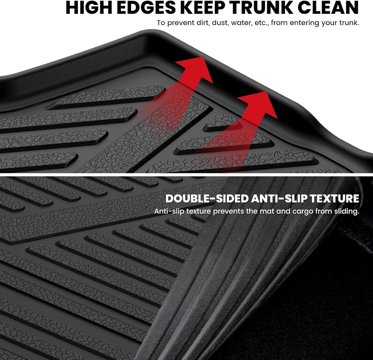LASFIT Trunk Mat & Backrest Mat for Toyota Highlander 2020-2025 7&8 Seats(Not Fit with Subwoofer), All Weather TPE Custom Fit Cargo Liner for Highlander Accessories Rear Cargo Mat with Backrest Mat