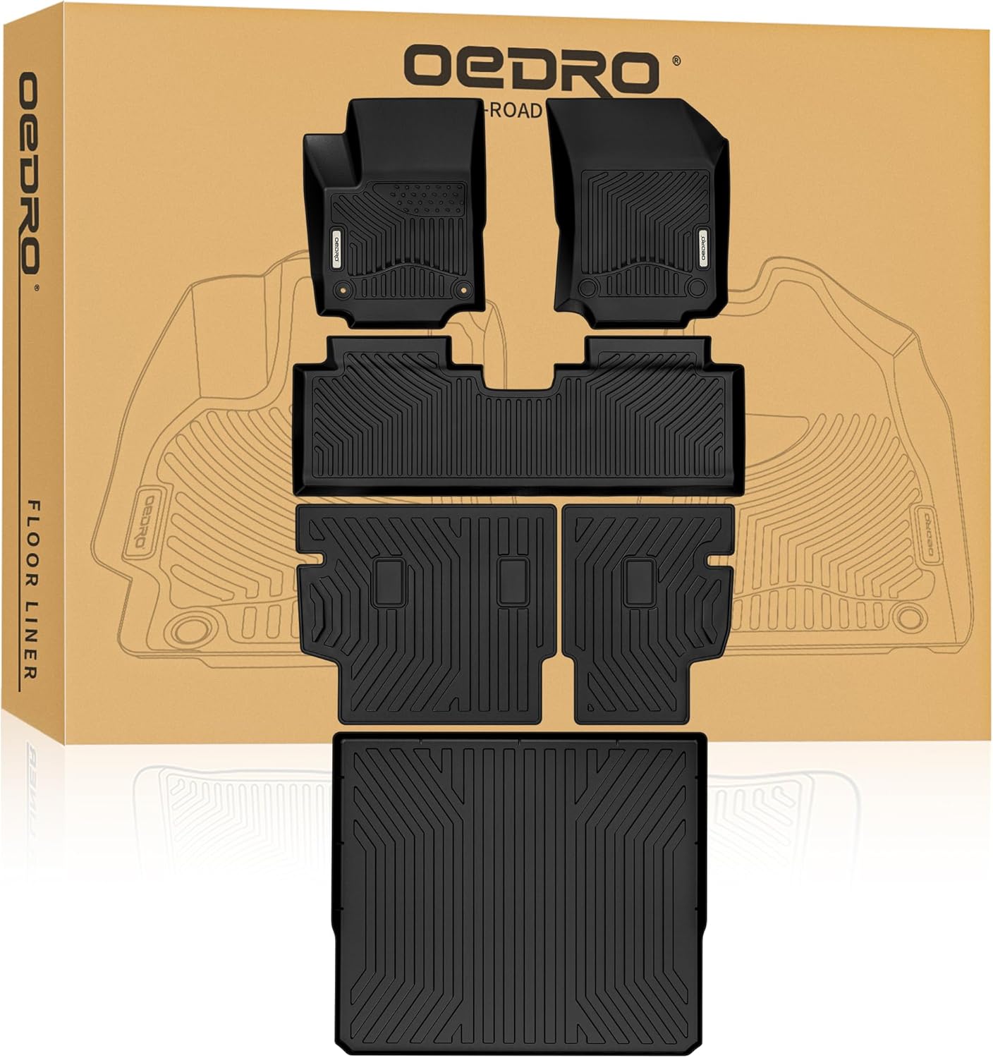 OEDRO Floor Mats for Chevrolet Equinox/GMC Terrain 2018-2024, Custom Fit TPE All Weather Trunk Mat with Backrest for Chevy Equinox Accessories, Anti-Slip Back Seat Protector for Equinox, Full Mat Set