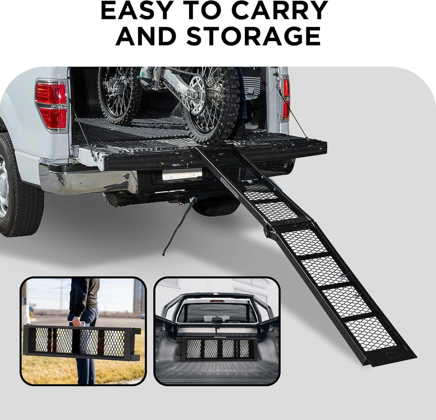 Rockland Heavy Duty Steel Loading Ramp, 800 LBS Capacity, 80" x 11", Portable Folding Truck Ramp with Handle for Motorcycles, Ebikes, Dirtbikes and ATVs, for Trailer and Pickup Truck, 1 Piece