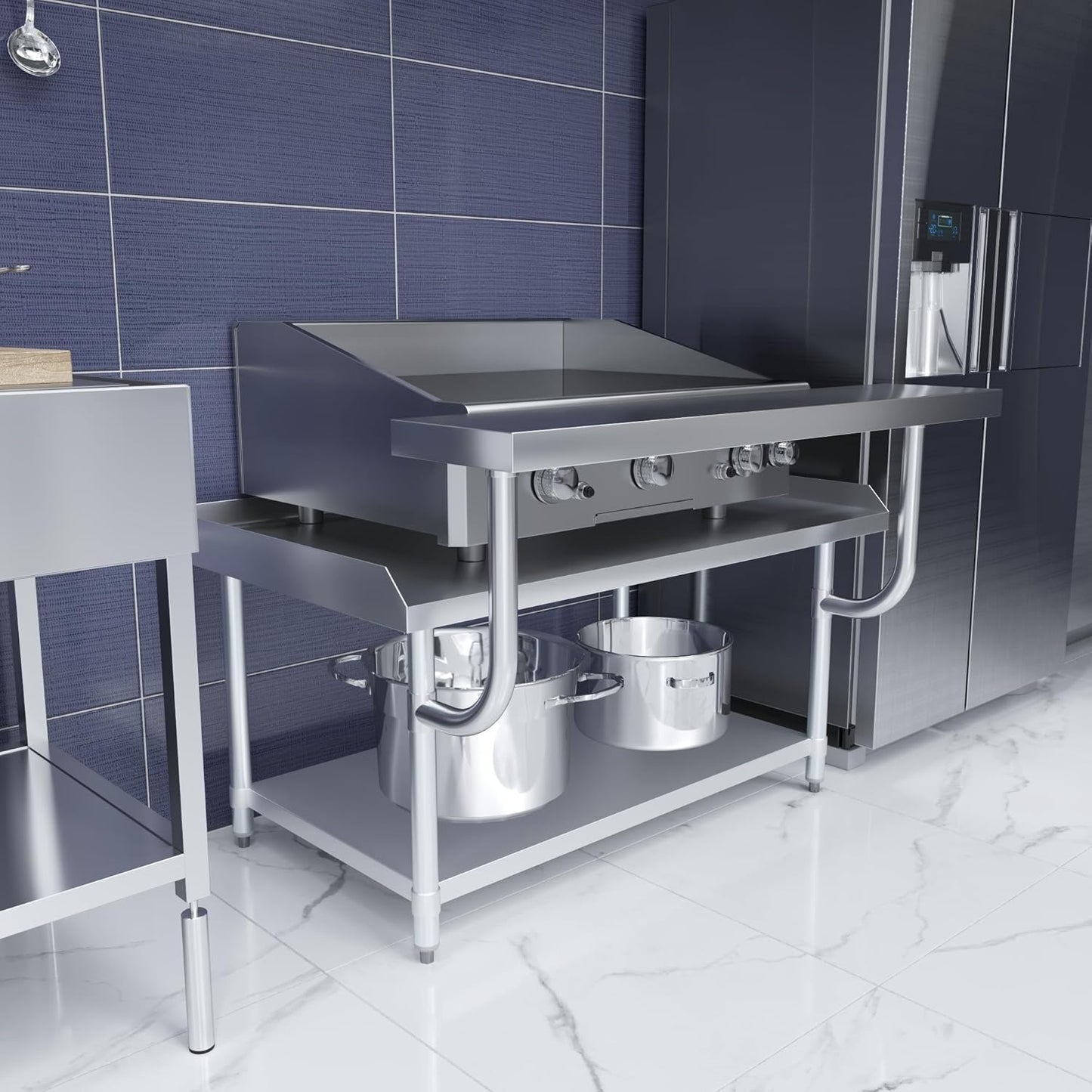 AmGood 13.5 in. x 49 in. Stainless Steel Adjustable Work Surface for 30 in. x 48 in. Equipment Stand
