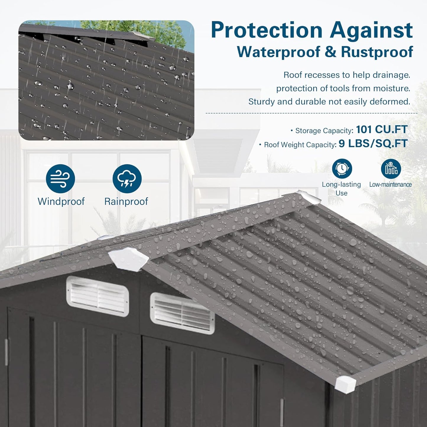 ARMSET 6x3.5 FT Metal Outdoor Storage Shed for Patio & Backyard - Waterproof Small Shed, Lockable Tool Shed with Clear Window, Galvanized Steel Garden Storage Cabinet for Tools and Bikes