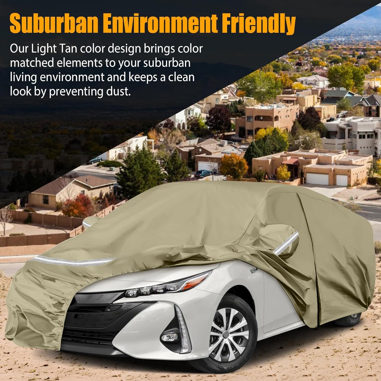 Waterproof Car Covers Replace for 2004-2025 Toyota Prius, Multilayer Heavy Duty with Cotton Liner All Weather Custom-fit Car Cover with Zipper Door, Windproof Bands for Snow Rain Dust Protection
