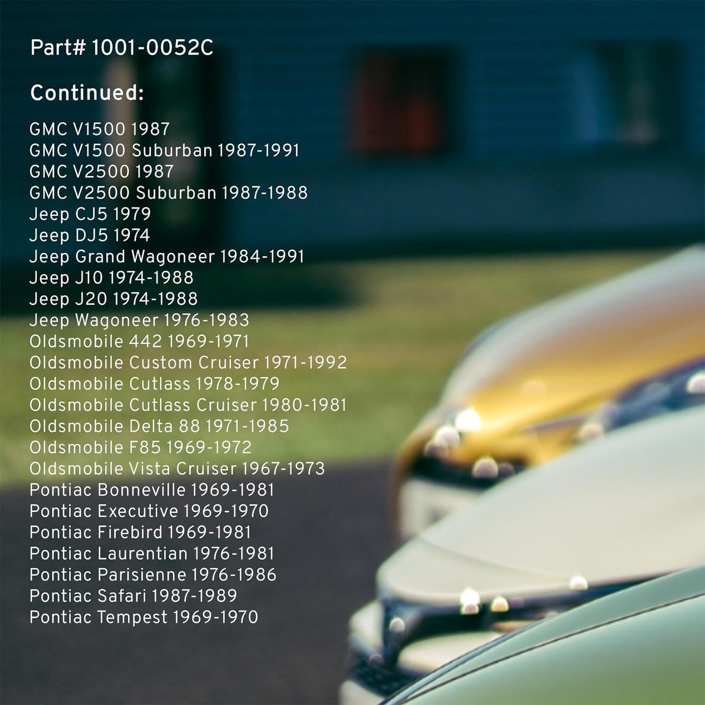 Premium Ceramic Front Brake Pads (1001-0052C) Compatible with 1967-2002 Buick/Cadillac/Chevrolet/GMC/Jeep/Oldsmobile/Pontiac (C10/C1500/C20/C2500/C30 Pickup/C35/Camaro & More)