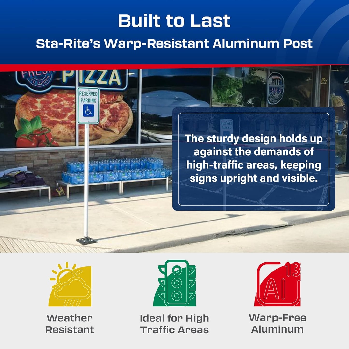 Impact Recovery - Sta-Rite Flexible Sign Post - Sign Holder - Handicap Parking Signs - Made in the USA - 78” Reserved Parking Signage