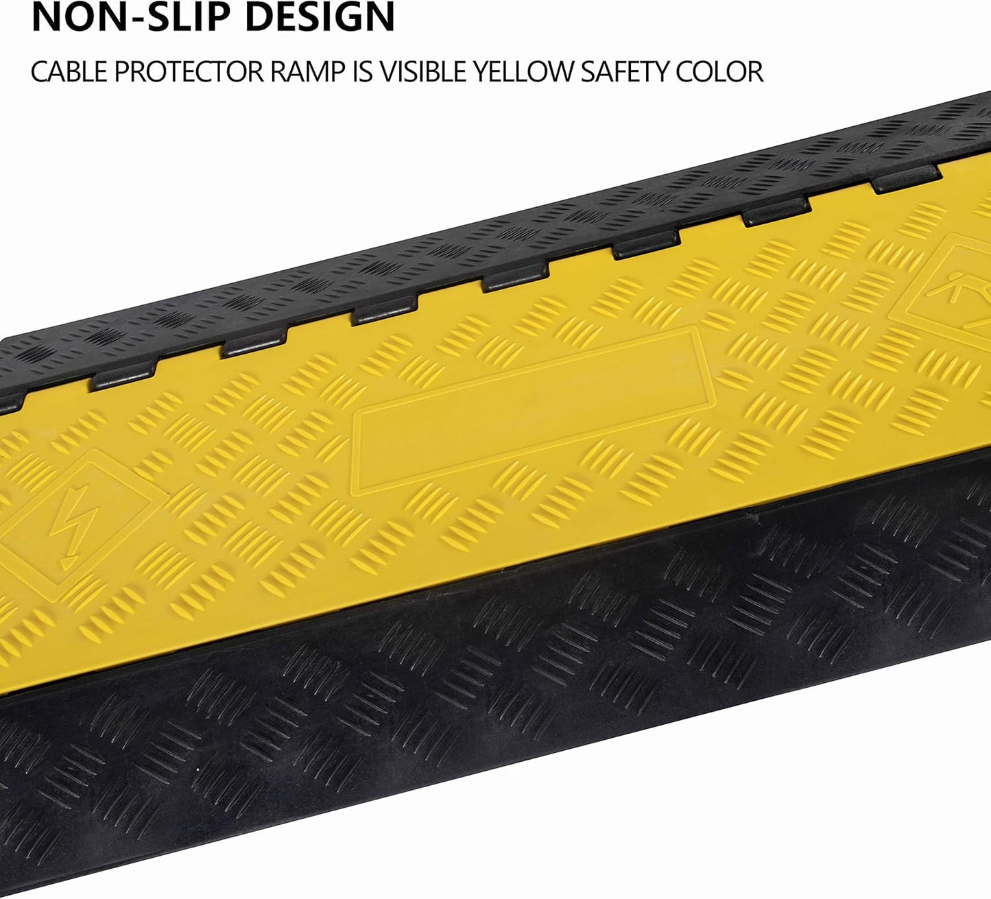 1 Pack Rubber Cable Ramp Hose Cable Protector Ramp 4 Channel 22000Lbs Load Capacity Traffic Speed Bump Wires Power Lines Extension Cord Cover for Indoor Outdoor