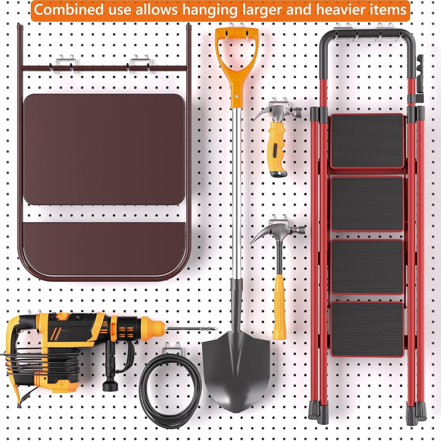 FRIMOONY Heavy Duty Pegboard Hooks 30 Pack, 4 Inch Long, Fitting 1/4 Inch Pegboard Holes, Silver Metal Garage Workshop Shed Organizer