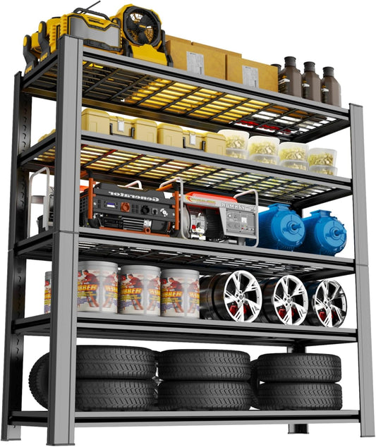 Garage Shelving,Heavy Duty 5-Tier Wire Shelving Unit - 72" H x 35.4" W x 15.7" D, 2500 lbs Load Capacity Storage Shelves,Adjustable Metal Shelves for Garage, Kitchen, and Pantry Storage