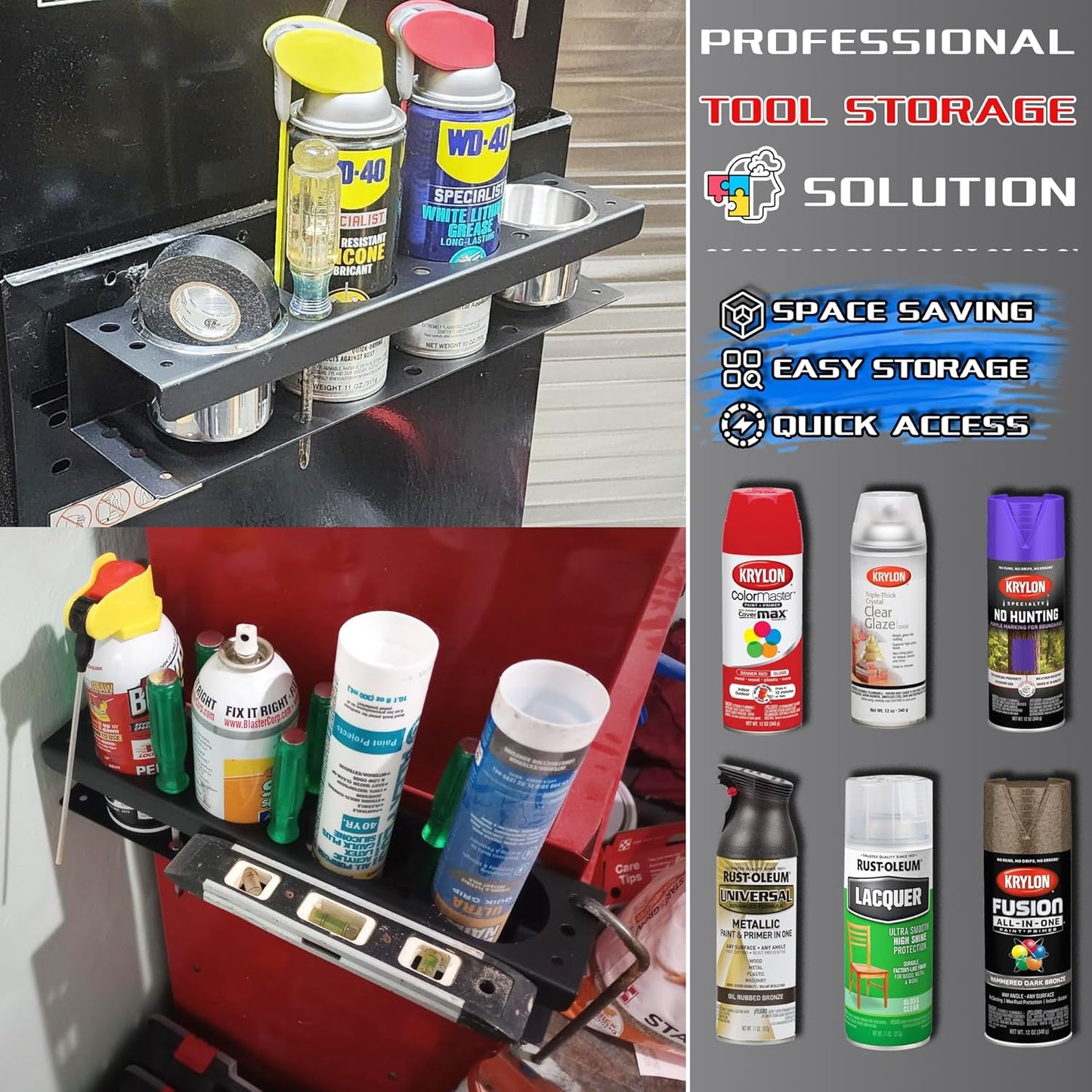 ULIBERMAGNET Power Tool Organizer Rack,Magnetic Heavy Duty Drill Holder,Wall Mount Metal Tool Rack with Screwdriver,Cordless Drill,Utility Rack for Warehouse,Garage,Toolbox