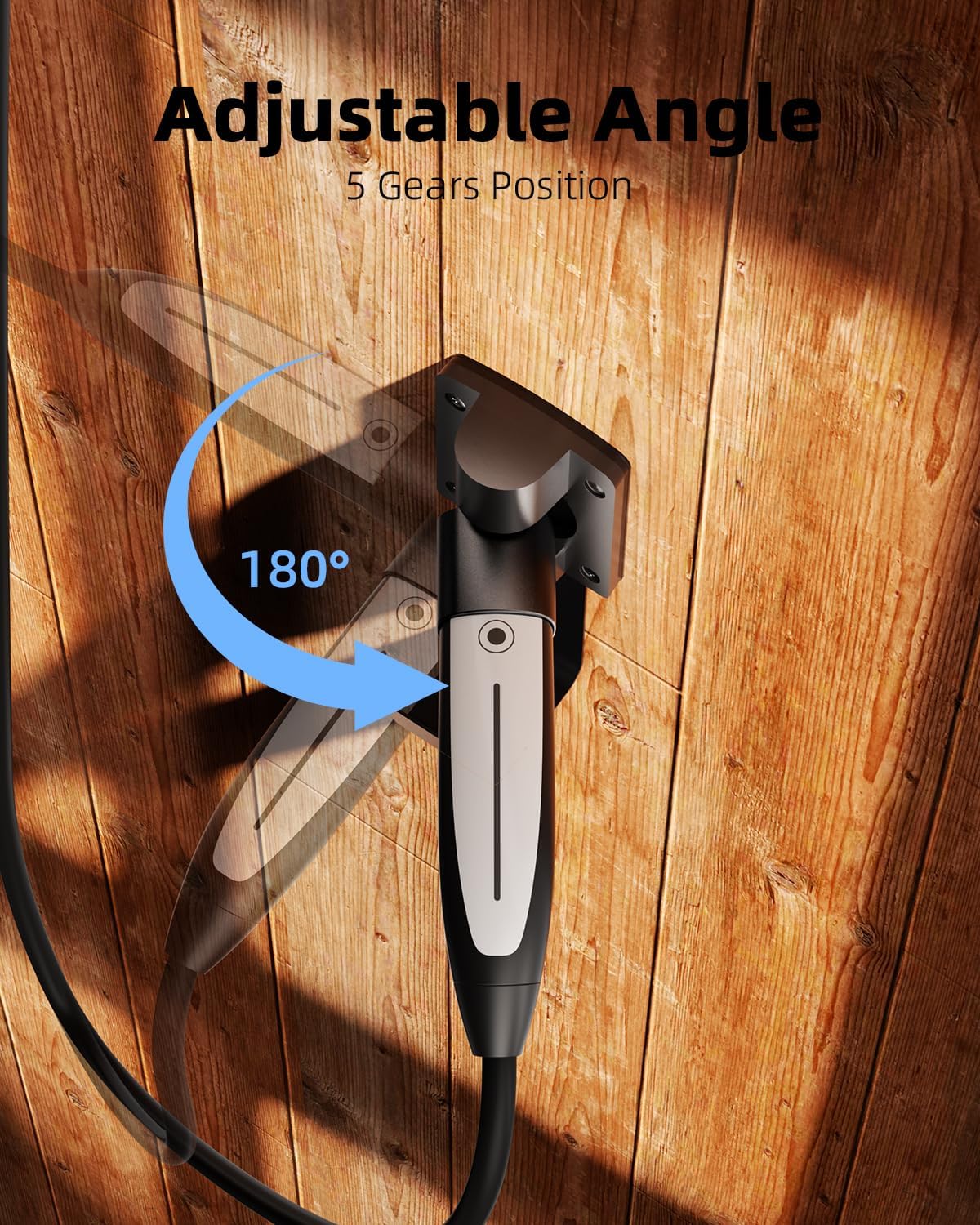 for Tesla Charger Holder, with 180° Rotation Nozzle Dock, Metal J-Hook for Tesla Model 3/Y/X/S Charger Cable Car Accessories Wall Connector Organizer Extra with Mobile Connector Holder