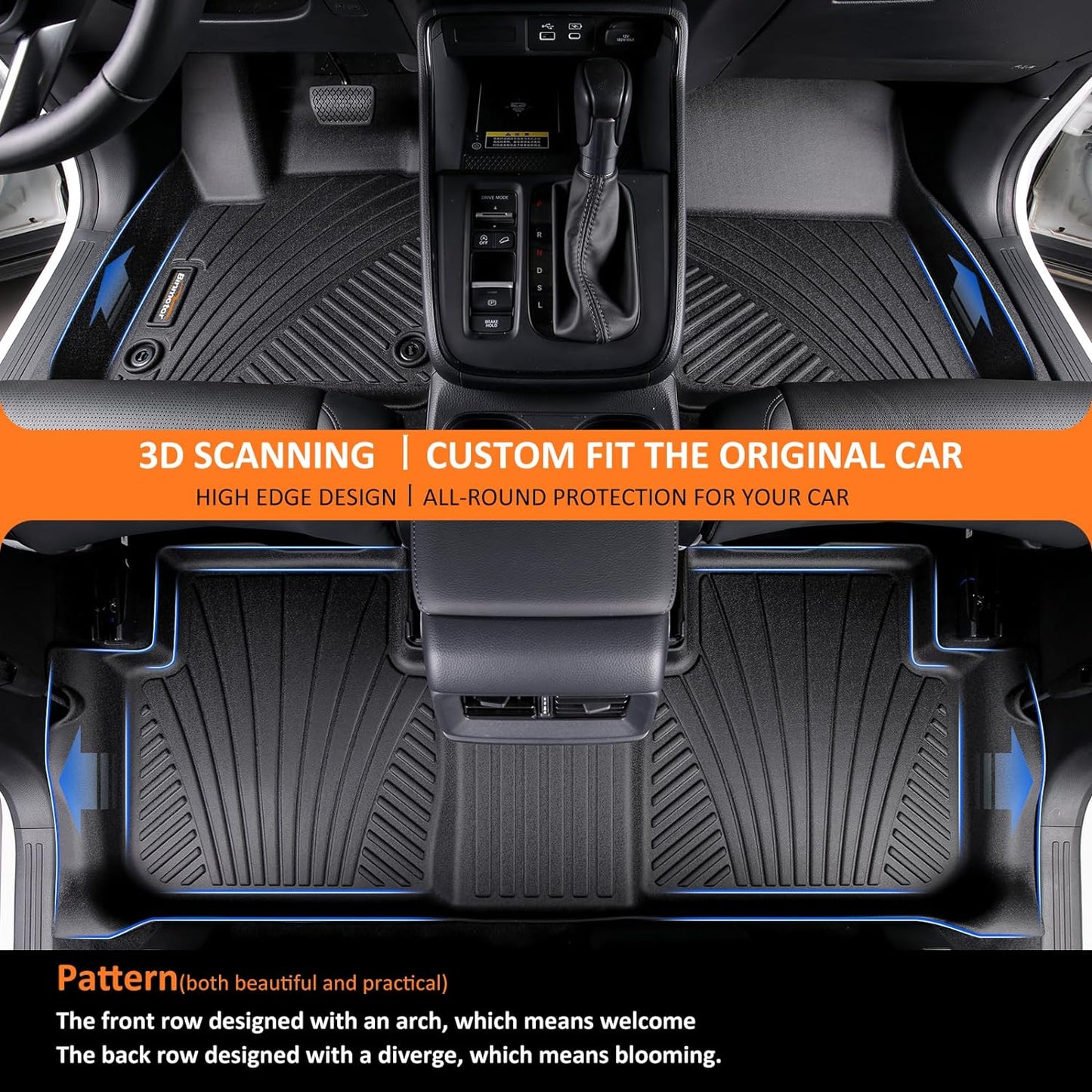 Binmotor-All Weather Floor Mats Cargo Liner Set for BMW X1 2023 2024 2025,1st & 2nd Row Full Set, TPE Rubber mats Heavy Duty Car Floor Liners-Black for X1 Accessories