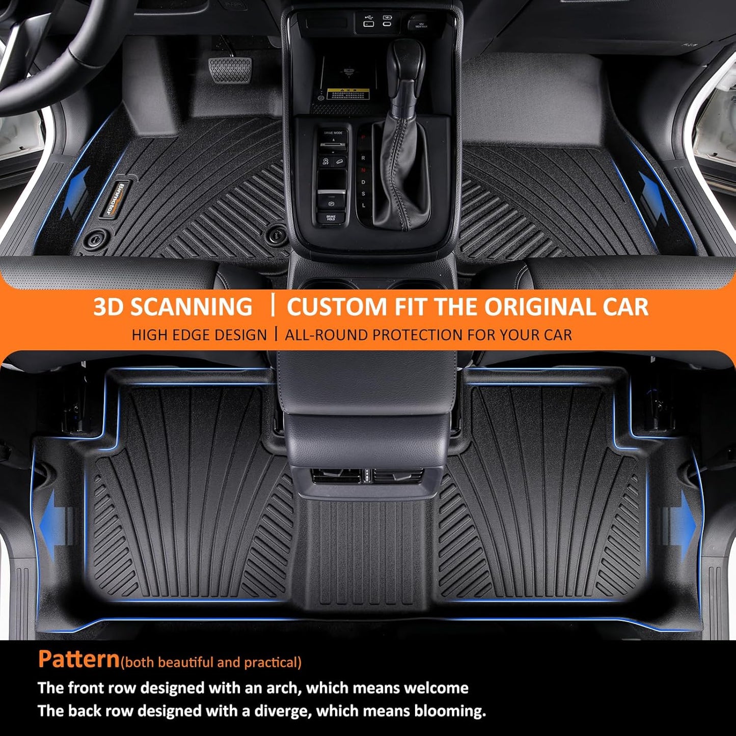 Binmotor-Floor Mats & Cargo Liner Set for Nissan Kicks 2024 2023 2022-2018, All Weather Mats Cargo Trunk Mat Waterproof Car Mats for Nissan Kicks Accessories Custom Fit