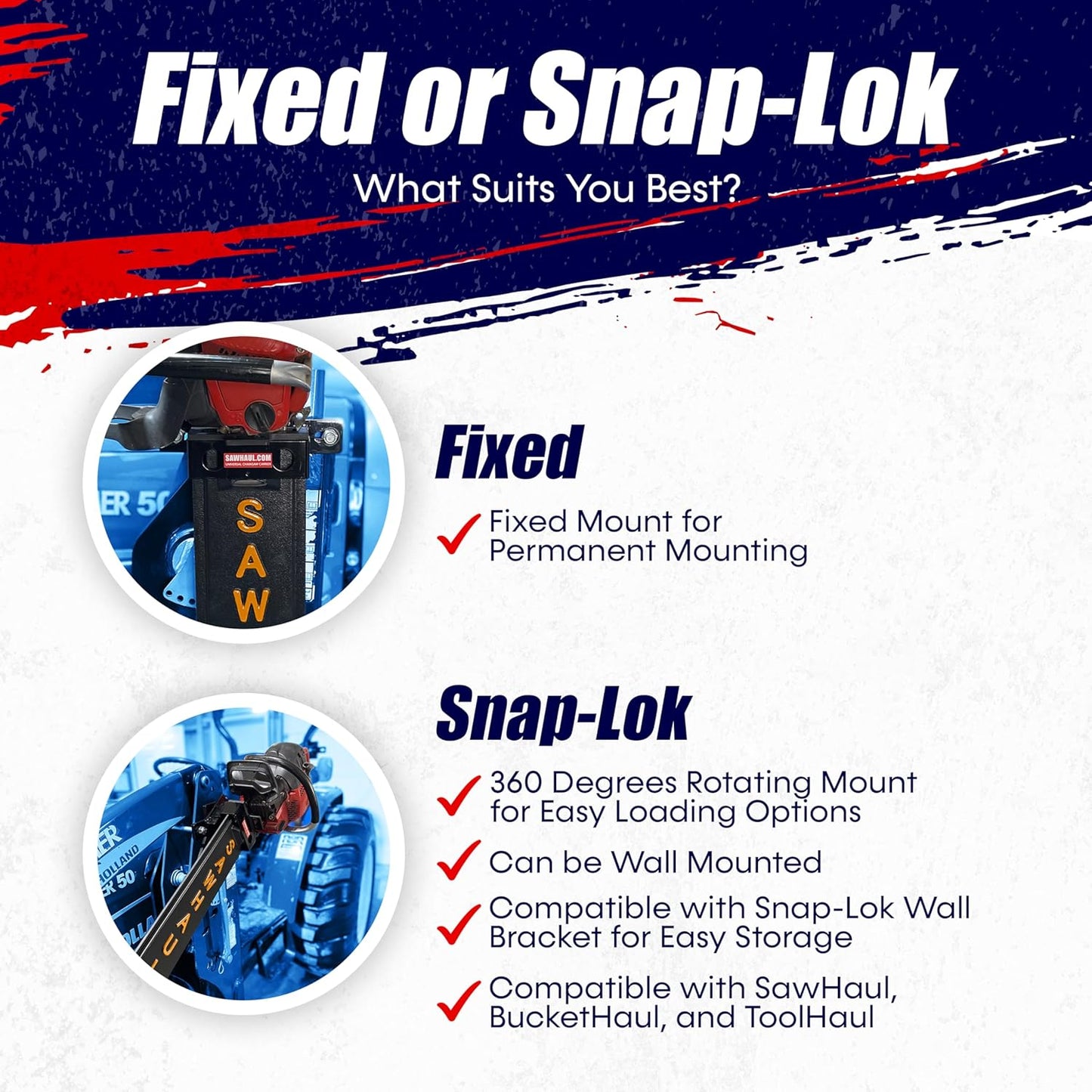 SawHaul Universal Tractor Chainsaw Holder - Made in Kansas USA - Fixed Mount Chainsaw Carrier (36" Orange) Compatible w/All Brands