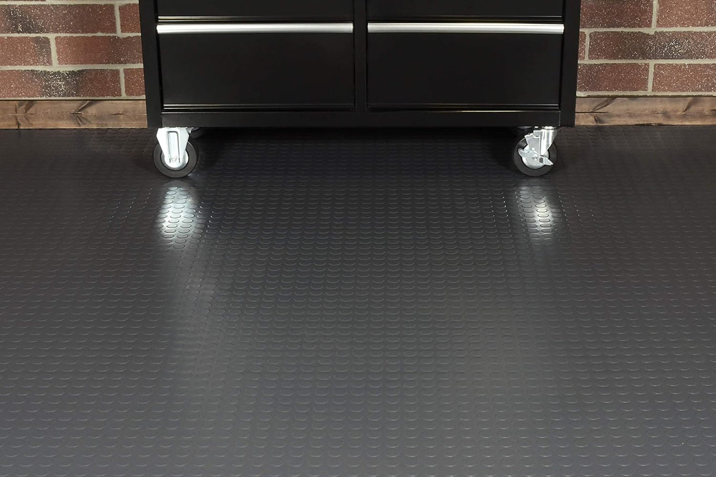 G-Floor Seamless Sheet Vinyl Shed Flooring Cover with Bonded Fibrous Backing - Coin Pattern (8' x 12', Slate Grey)