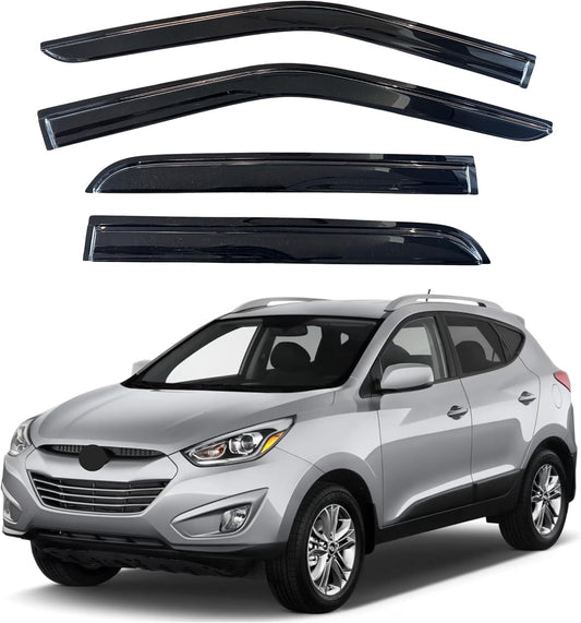 KPY Window Visor Compatible with Hyundai Tucson 2010-2015, 4PC Rain Guard Side Window Vent Deflectors Tape-On Mugen Style, 2010 2011 2012 2013 2014 2015