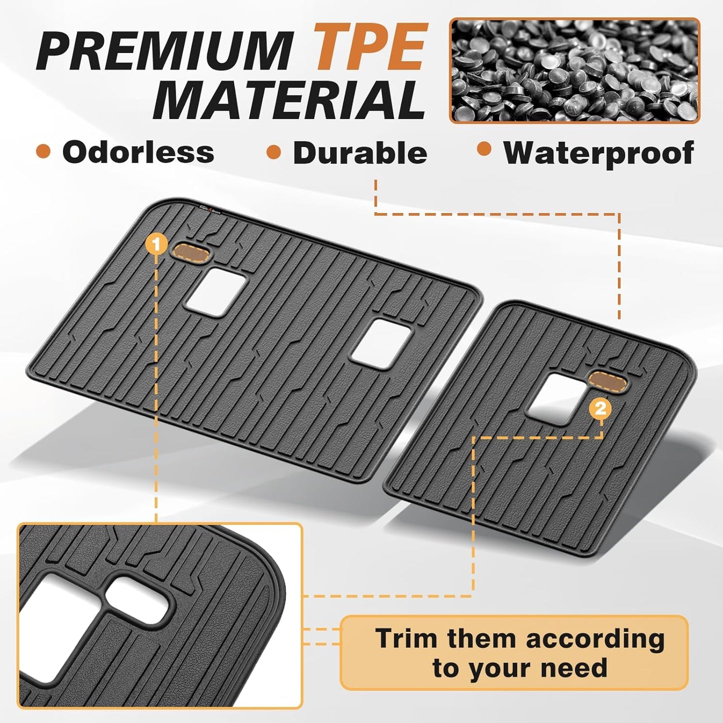 TripleAliners Backrest Mats All Weather Liners Compatible with 2024+ GMC Acadia/Chevy Traverse & 2025 Buick Enclave TPE Third Row Seats Back Cover