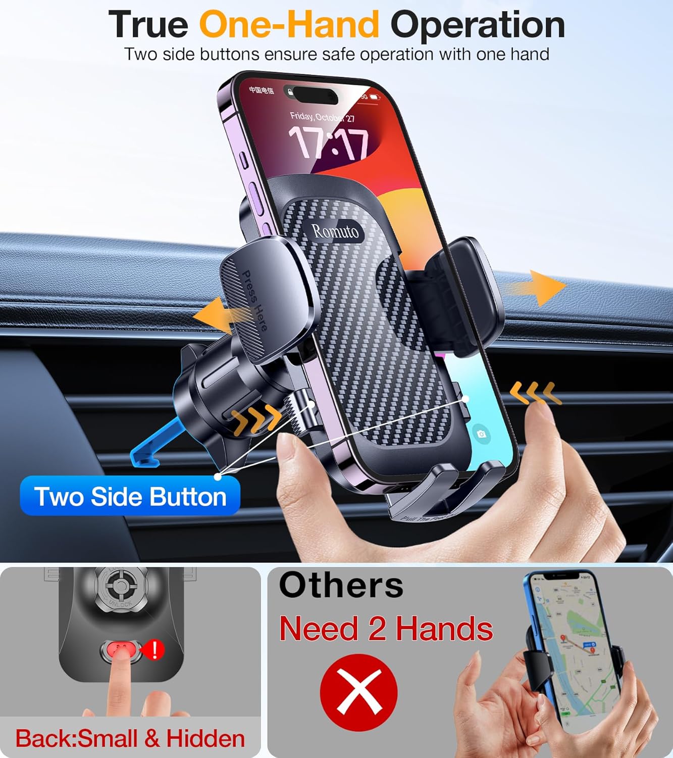 Phone Holders for Your Car【2025 Upgraded 3 Base in 1】Car Phone Holder Mount Dash【360°】Suction Cup Phone Mount for Truck Cell Phone Holder Automobile Accessory Kits for Car fits iPhone Samsung