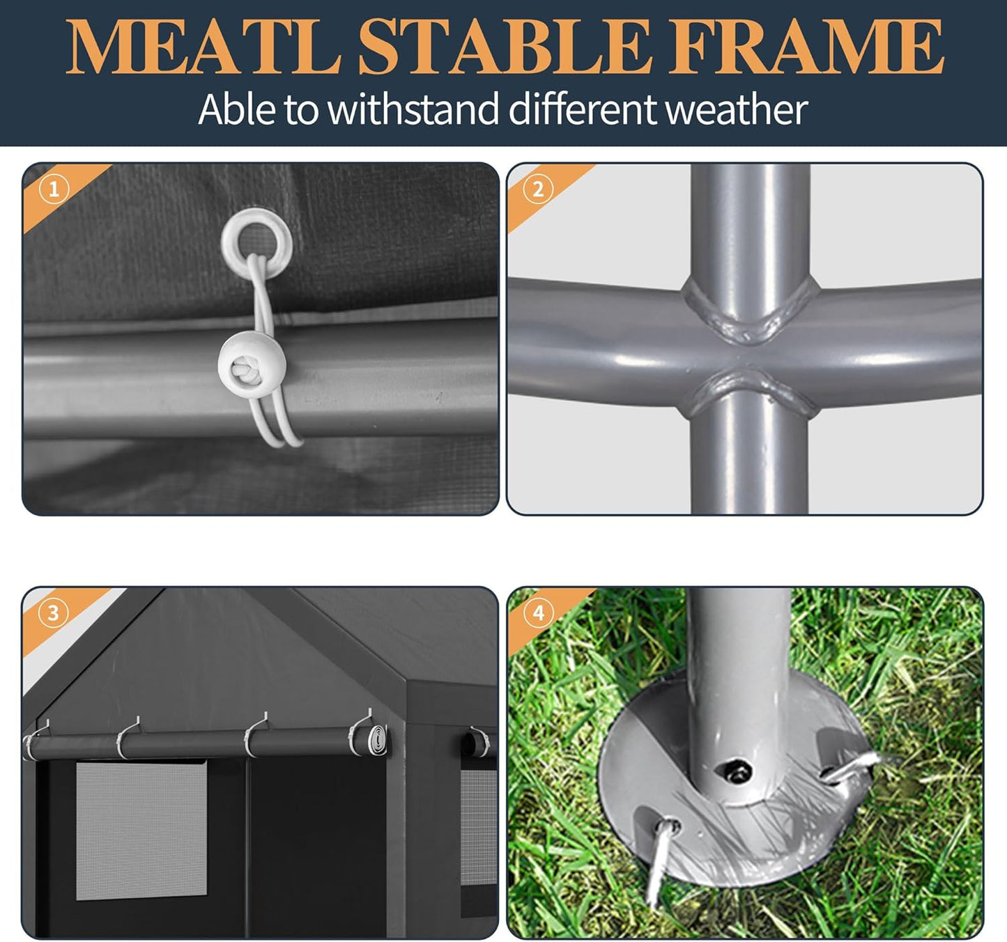 Shintenchi Carport 12' x 20' Heavy Duty Portable Garage, Car Port Canopy with Side-Opening Removable Door & Roll-Up Windows, Car Canopy for Truck,Car,Boat,Motorcycle,Grey