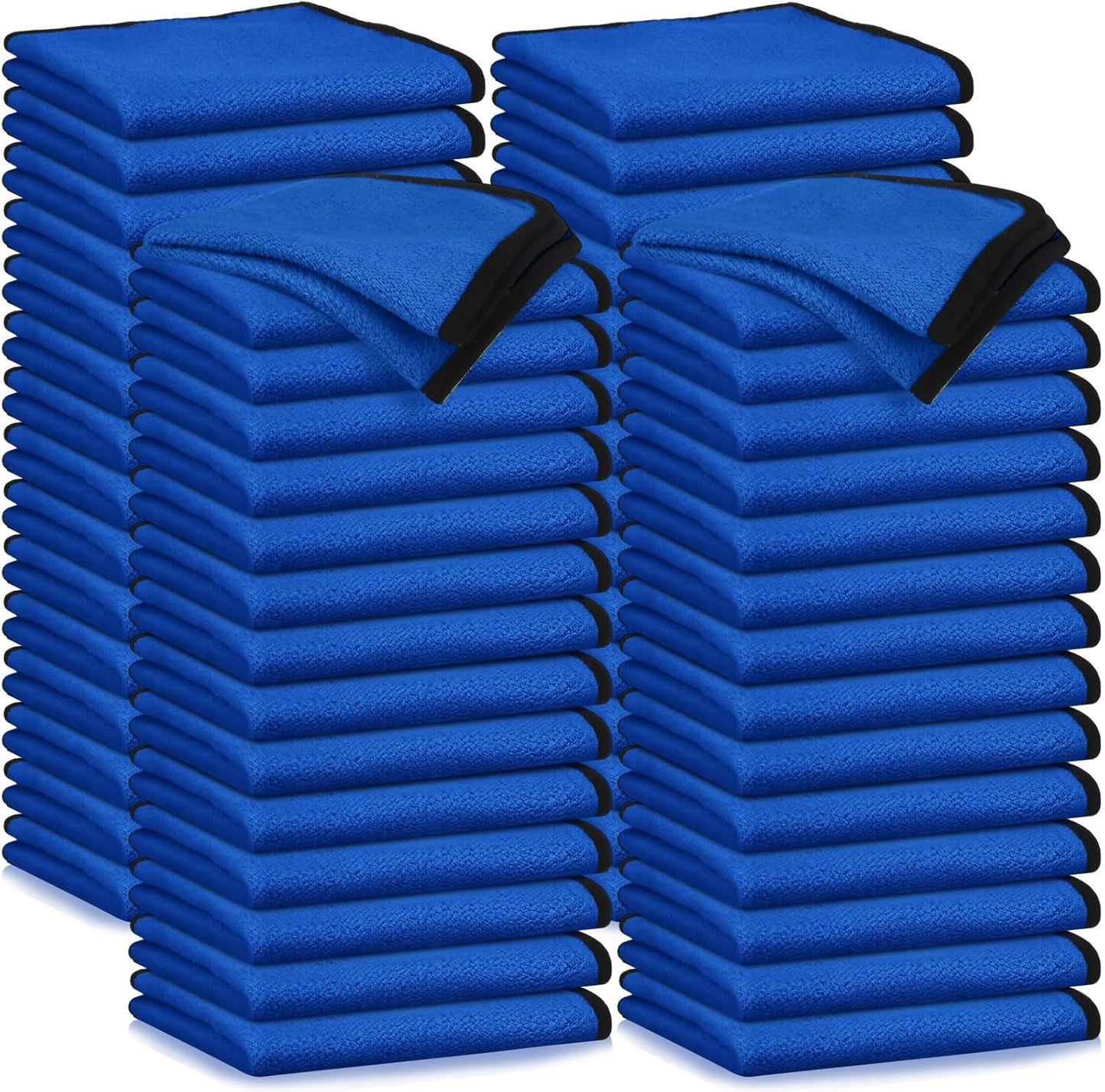 Tallew 60 Pcs Microfiber Towels 16 Inch x 16 Inch Microfiber Cloth Car Drying Towels for Cars Washing Polishing Office Windows Cleaning Household Supplies (Blue)