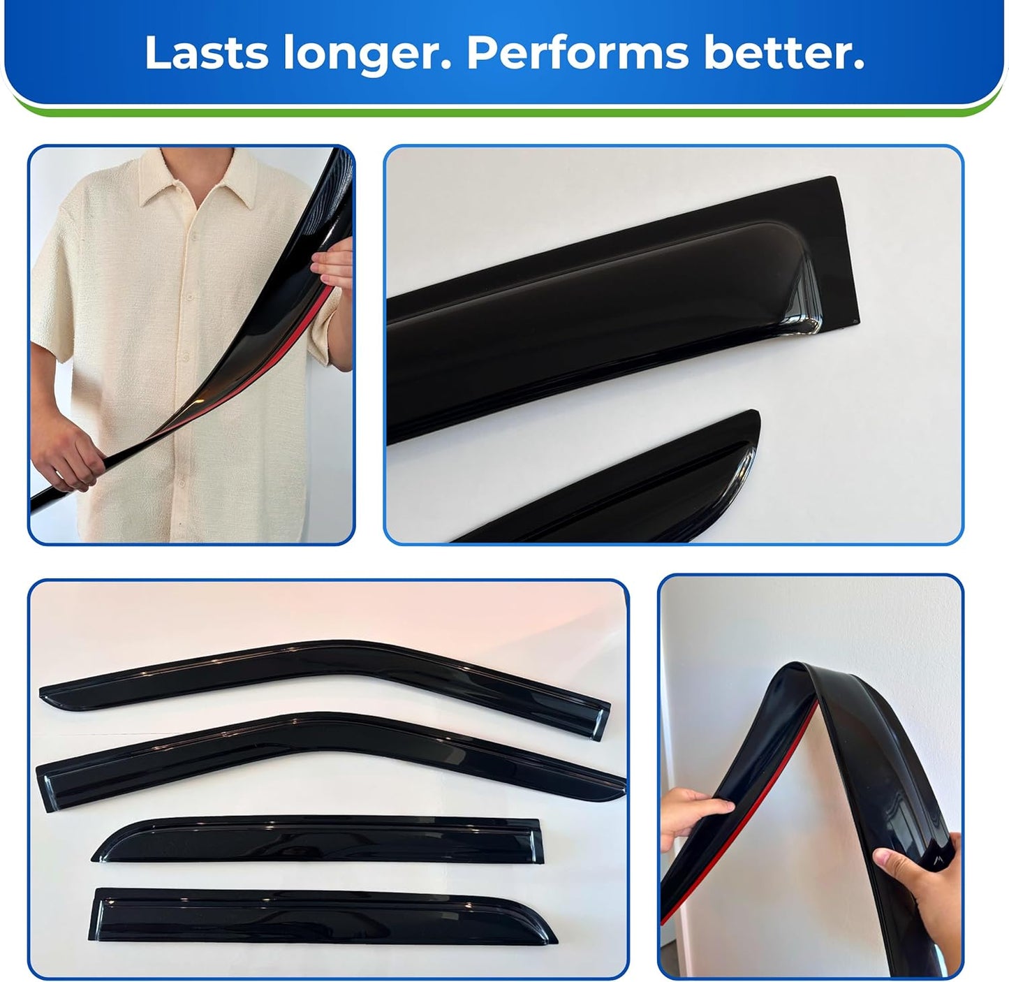 KPY Window Visor Compatible with Toyota Sienna 2021-2025, 4PC Rain Guard Side Window Vent Deflectors Tape-On Mugen Style, 2021 2022 2023 2024 2025