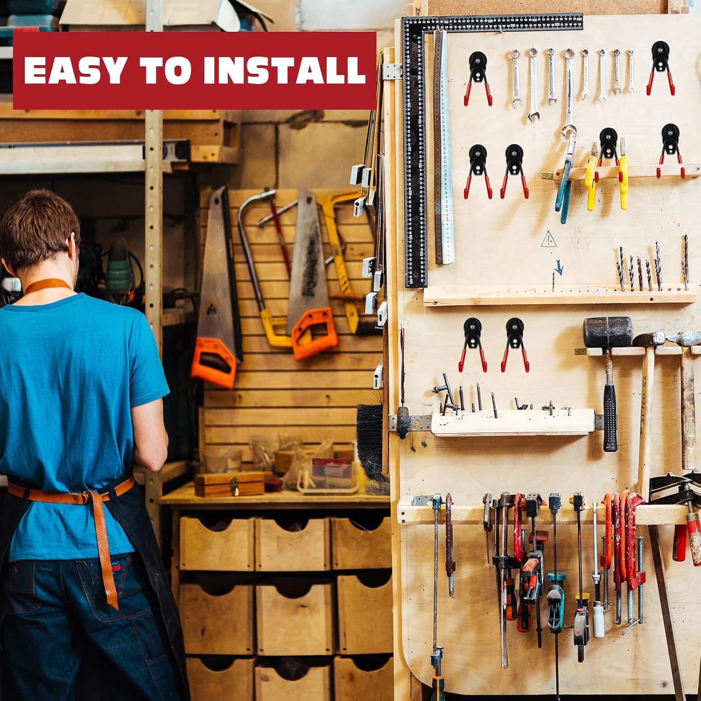 Landhoow Large Magnetic Hooks Heavy Duty Garage Magnet Hooks Strong Storage Utility Magnetic Hangers with Anti Slip Rubber Coating for Indoor and Outdoor Hanging(Red,14 Pcs)