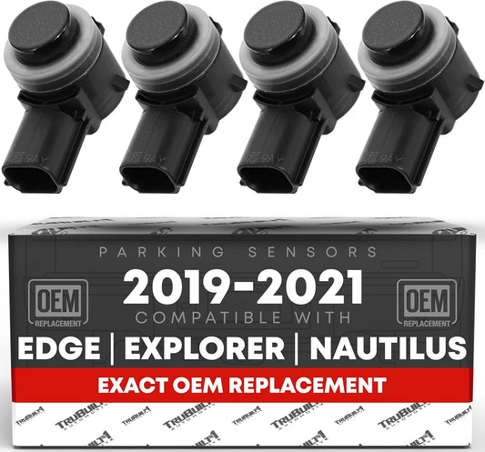 T1A Front/Rear Bumper Parking Aid Sensor, 4-pc - Compatible with 2018-2019 Ford Edge, 19-21 Ford Explorer; 20-21 Lincoln Nautilus - Backup Reverse Parking Assist Kit - OEM HU5Z15K859AAT