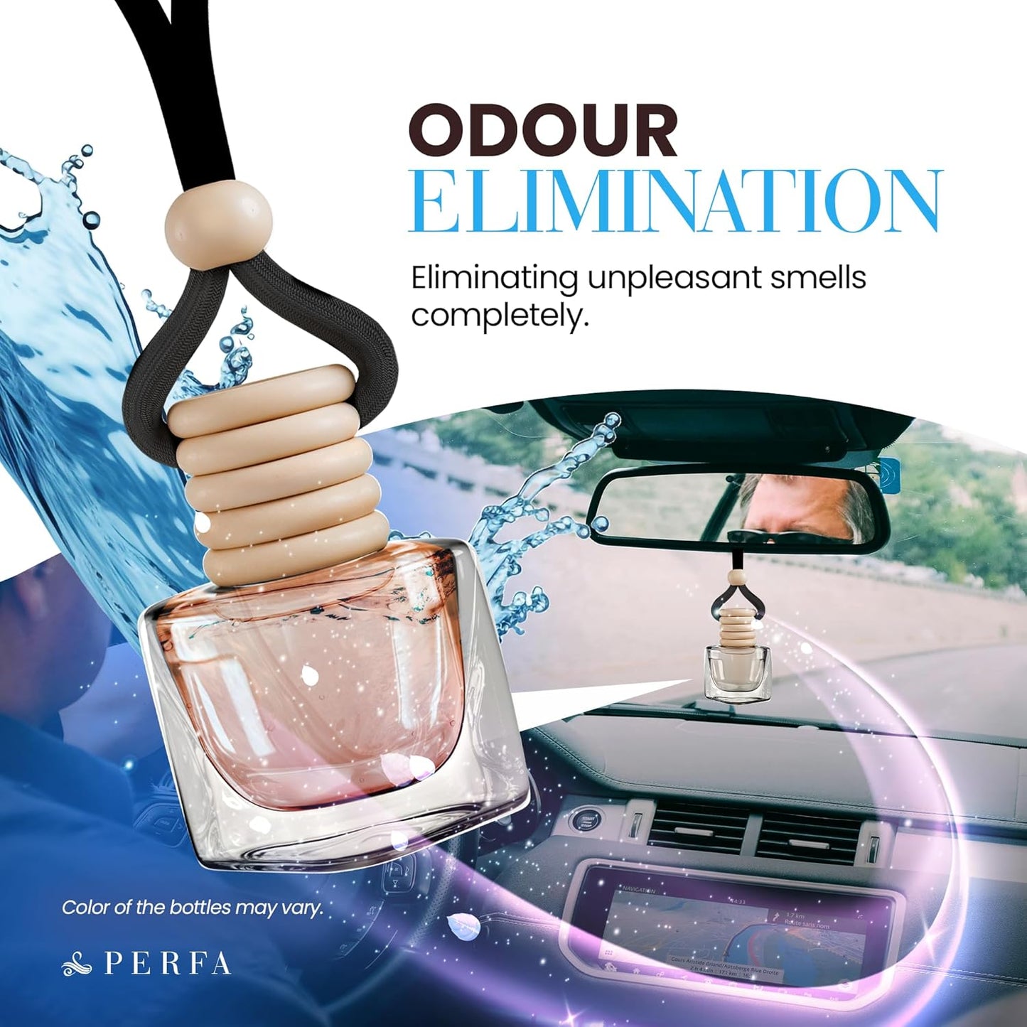 Car Air Fresheners - Ocean Drift Car Air Freshener for Men | Pack of 2 Long Lasting Automotive Air Freshener | Odor Eliminator Car Perfume with Essential Oils | Car Air Freshener Vent Clip by Perfa