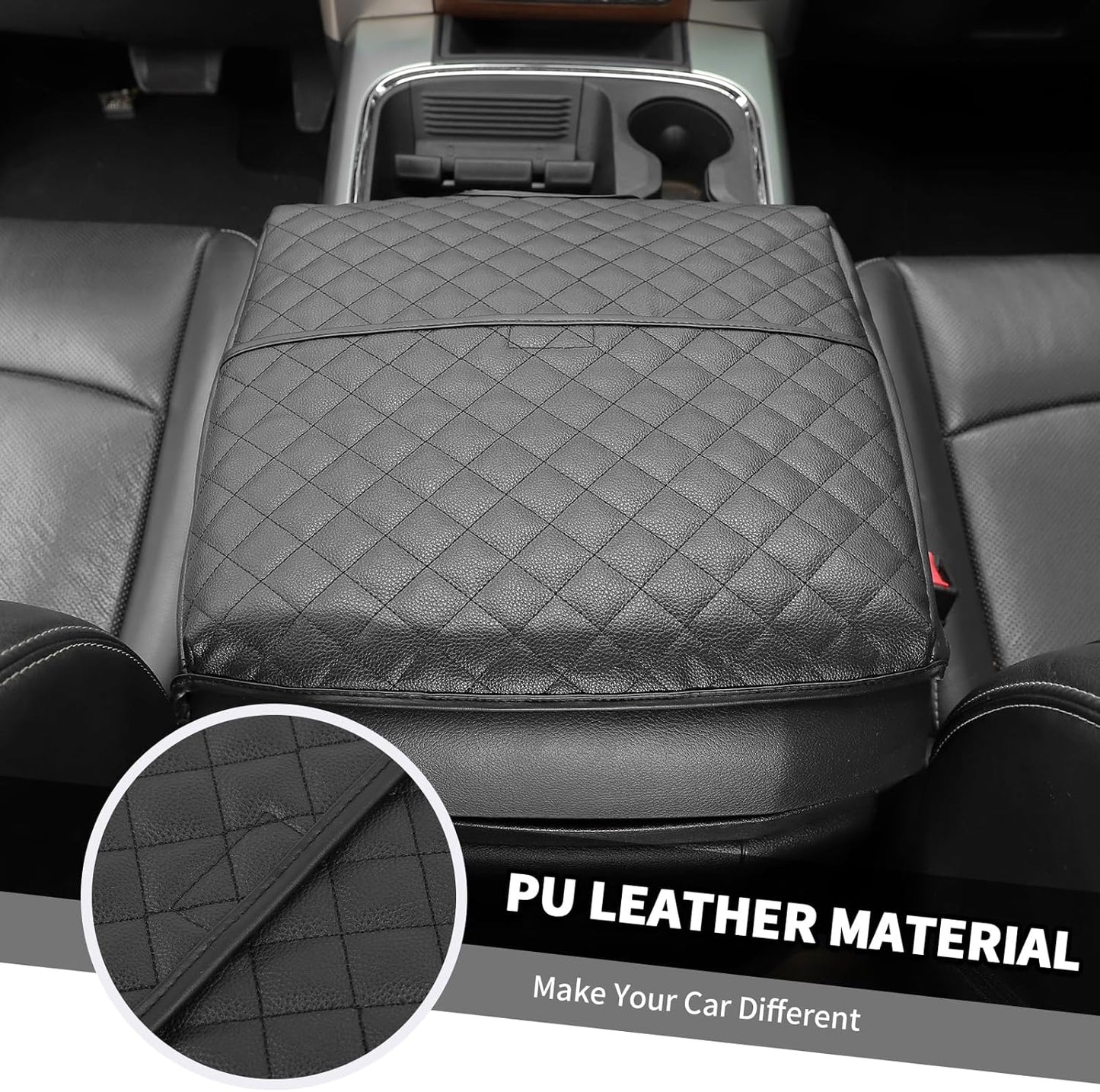 Jimen for Ram Armrest Cover, Car Center Console Cushion Pad Compatible with Dodge Ram 1500/2500/3500 2010-2017 (Black)