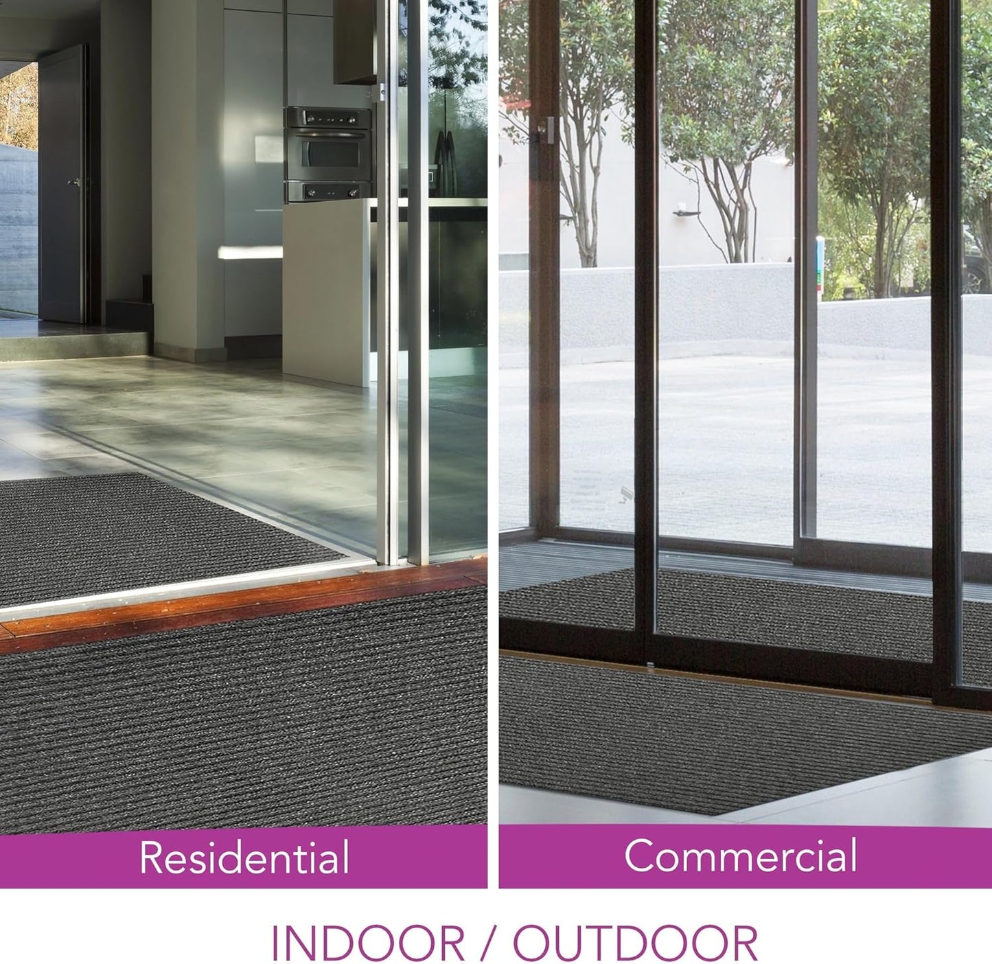 iCustomRug Spartan Weather Warrior Duty Indoor/Outdoor Utility Ribbed in 3ft,4ft,6ft Widths 70 Custom Sizes with Natural Non-Slip Rubber Backing 4'X52' in Charcoal