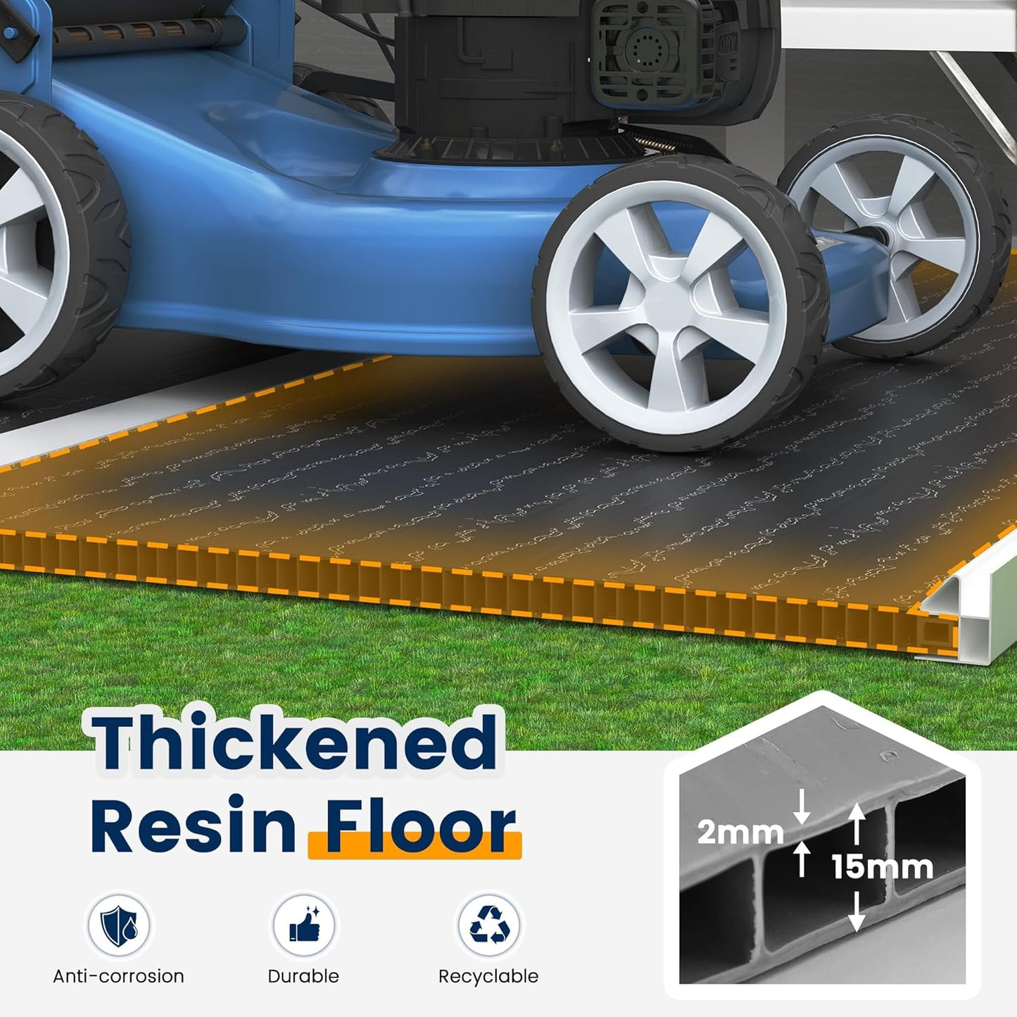 UDPATIO Outdoor Storage Shed 8 x 10 FT, Resin Garden Sheds with Floor Plastic Patio Outdoor Storage with Lockable Door for Tool, Bike, Garbage Sandstone