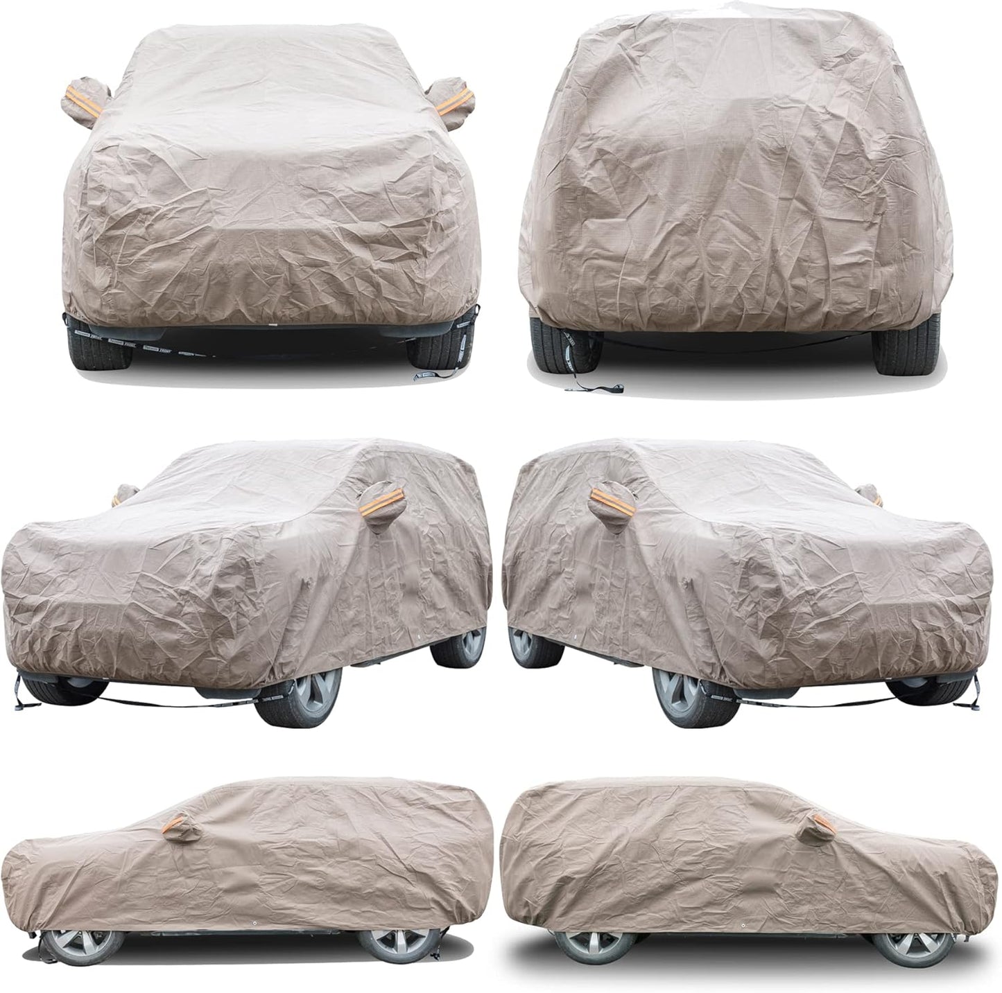Tecoom Thick Shell Super Breathable-Waterproof Windproof Snow Sun Rain UV Protective Outdoor All Weather SUV Car Cover Fit 191-205 inches SUV