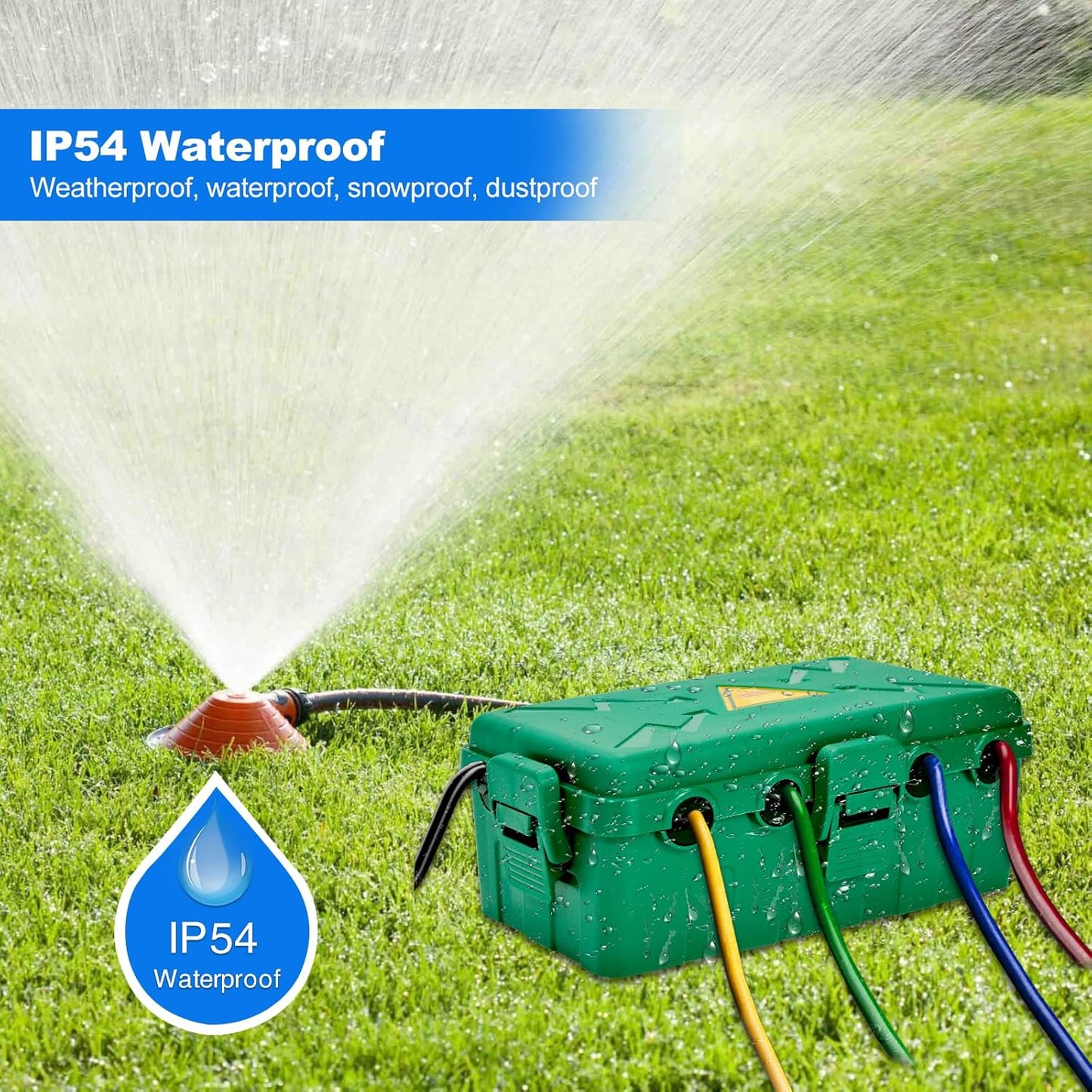 Hrensaw Medium Outdoor Electrical Box(10.6x5.7x4.9inch),Weatherproof Connection Box w/6 Cable Entry,IP54 Waterproof Extension Cord Cover Protect Power Strip,Timer,Plug,Holiday Lights,Green
