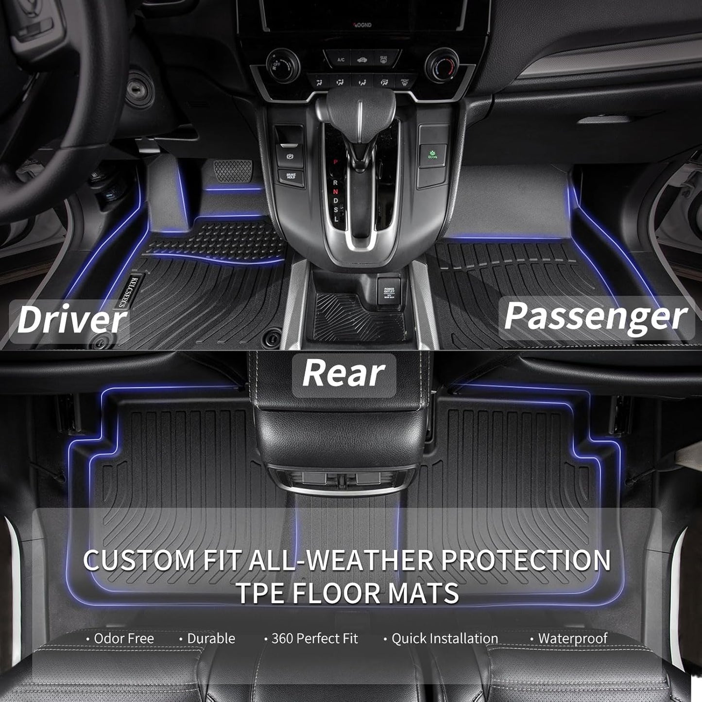 KELCSEECS Floor Mats Custom for Hyundai Tucson 2021 2020 2019 2018 2017 2016 All Weather Protection TPE Heavy Duty Non-Slip Automotive Floor Liners Fits Front & 2nd Row Full Set Accessories, Black