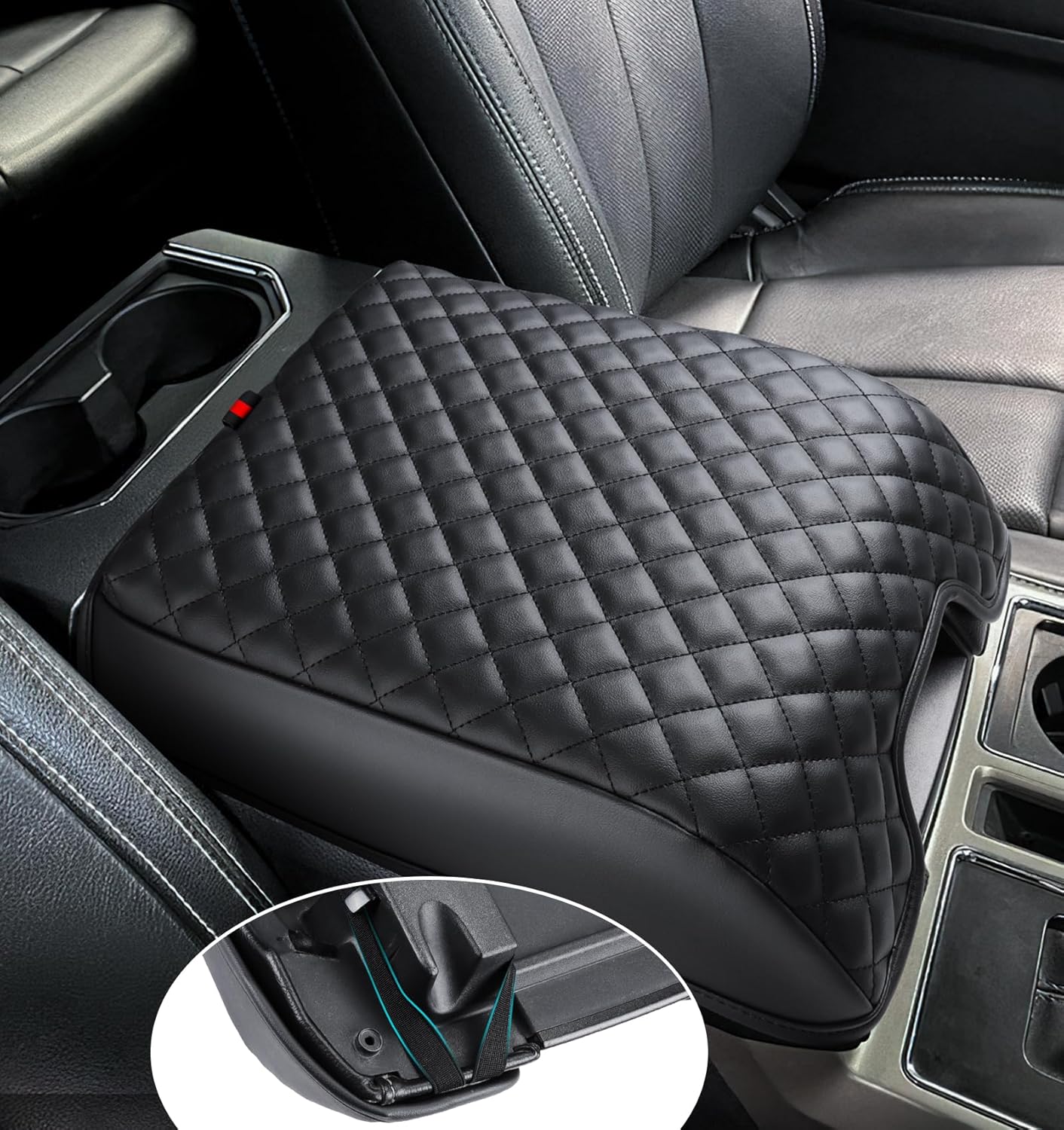 Center Console Cover for Ford F150 2015-2020, Armrest Cover for F250 F350 F450 2017-2022, Expedition 2018-2024, PU Leather Car Truck Interior Accessories Middle Console Cover, Bucket Seat