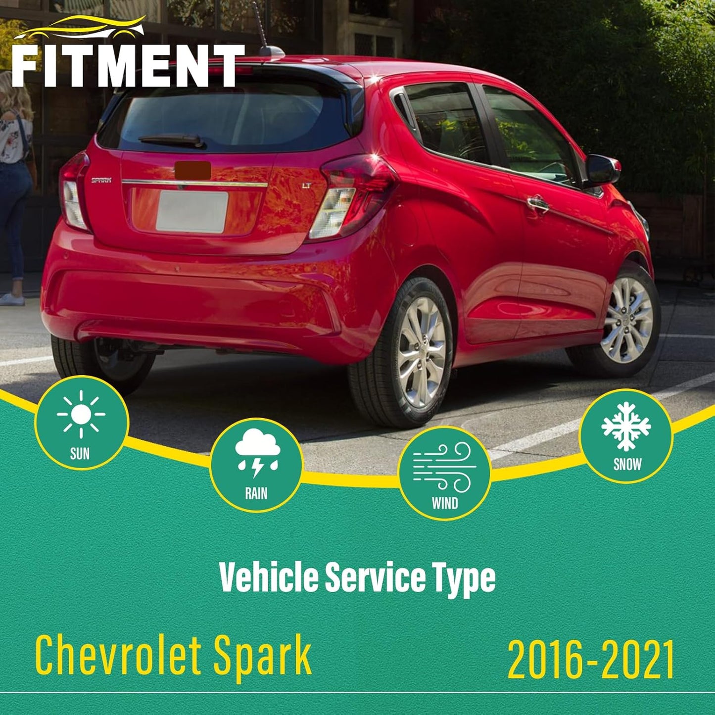 24" 14" 8" Windshield Wiper Blades Replacement for Chevy Chevrolet Spark 2016 2017 2018 2019 2020 2021 Premium All Weather Front Rear Wipers Set - OEM Quality (Pack of 3)