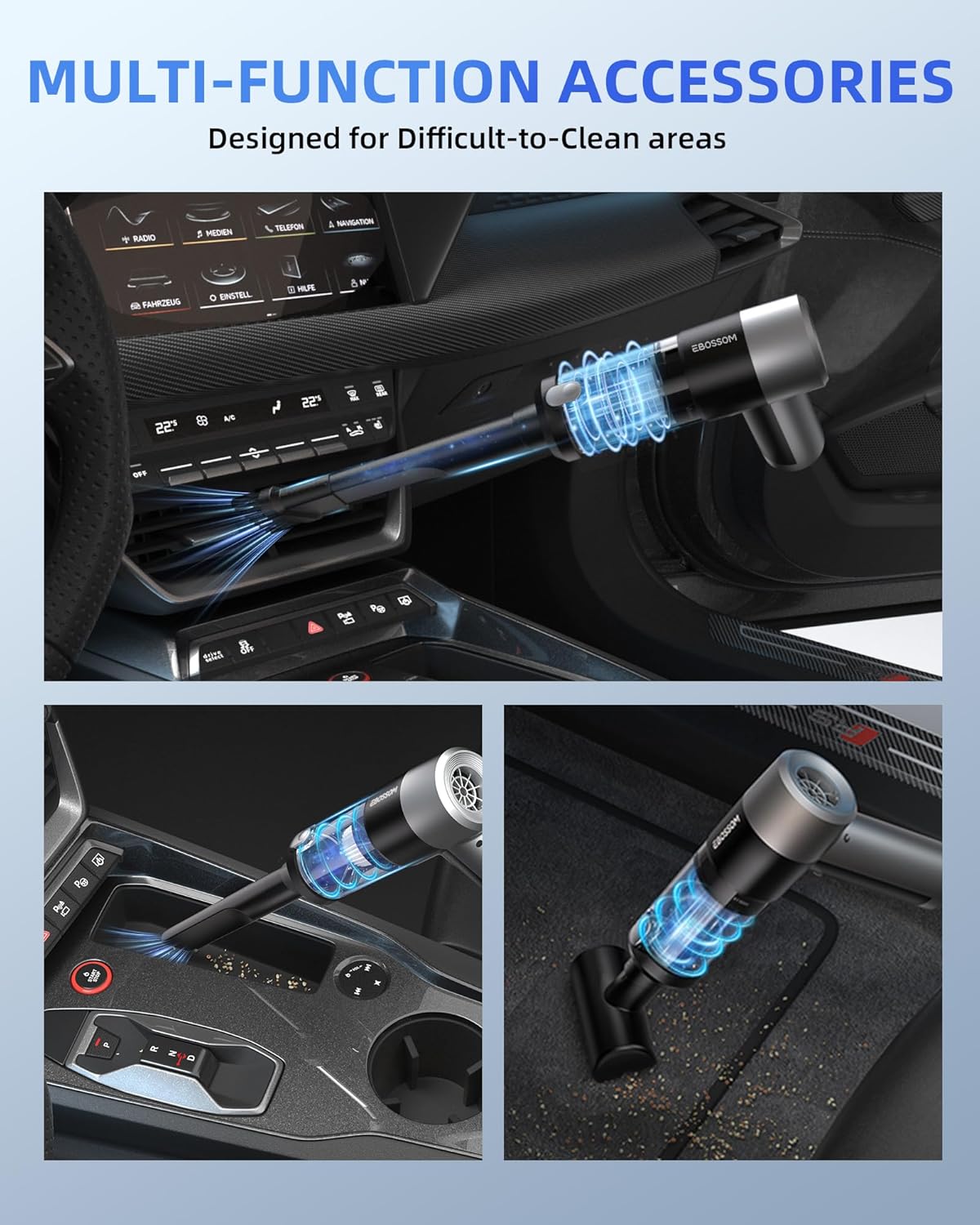 Mini Car Vacuum with 17000Pa High Power Suction,Portable Handheld Vacuum Blow & Suction,4 in 1 Cordless Small Vacuum Cleaner for Car,Home,Office,PC.Air Duster for Quick Cleaning of Small Areas